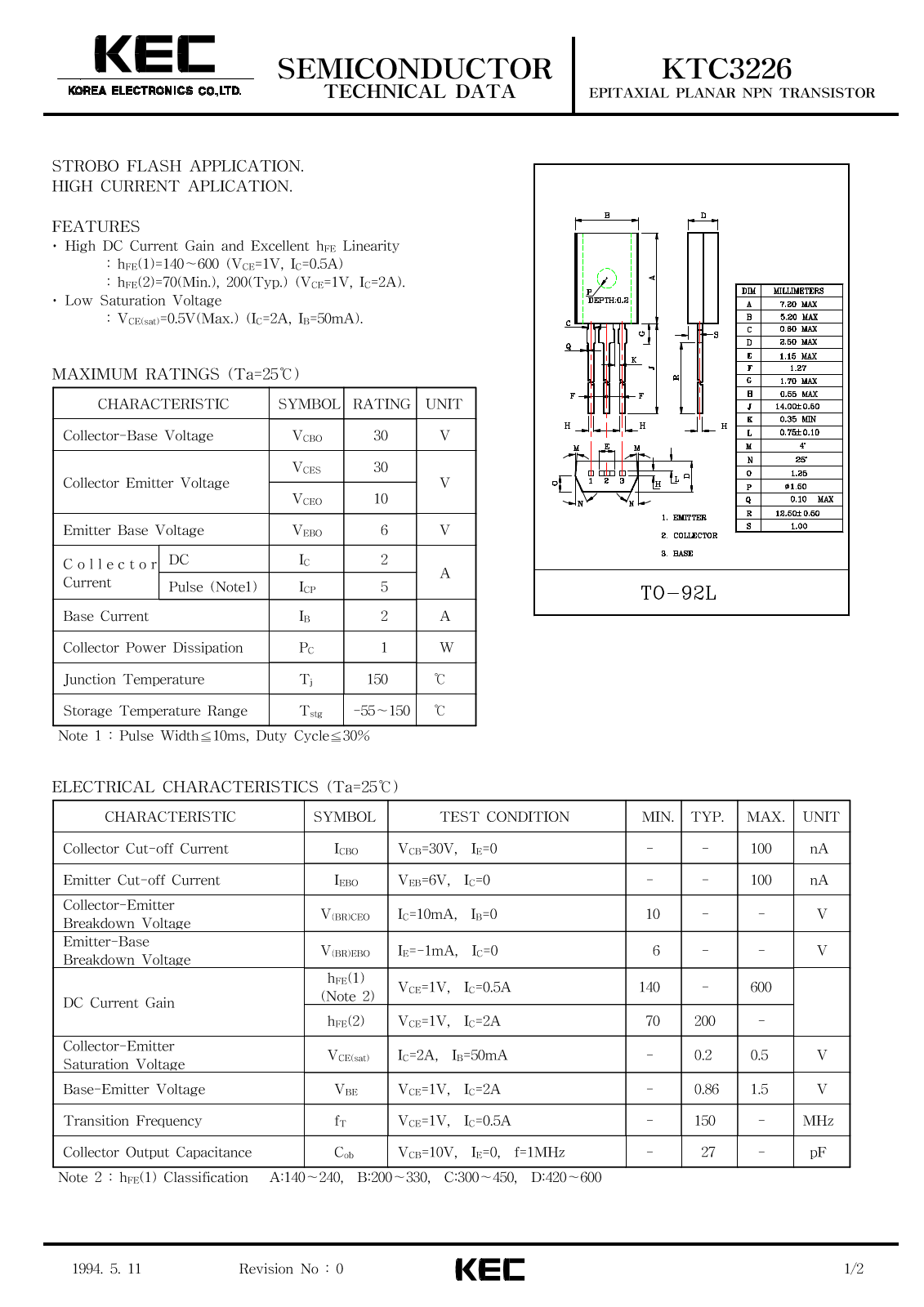 KEC KTC3226 Datasheet