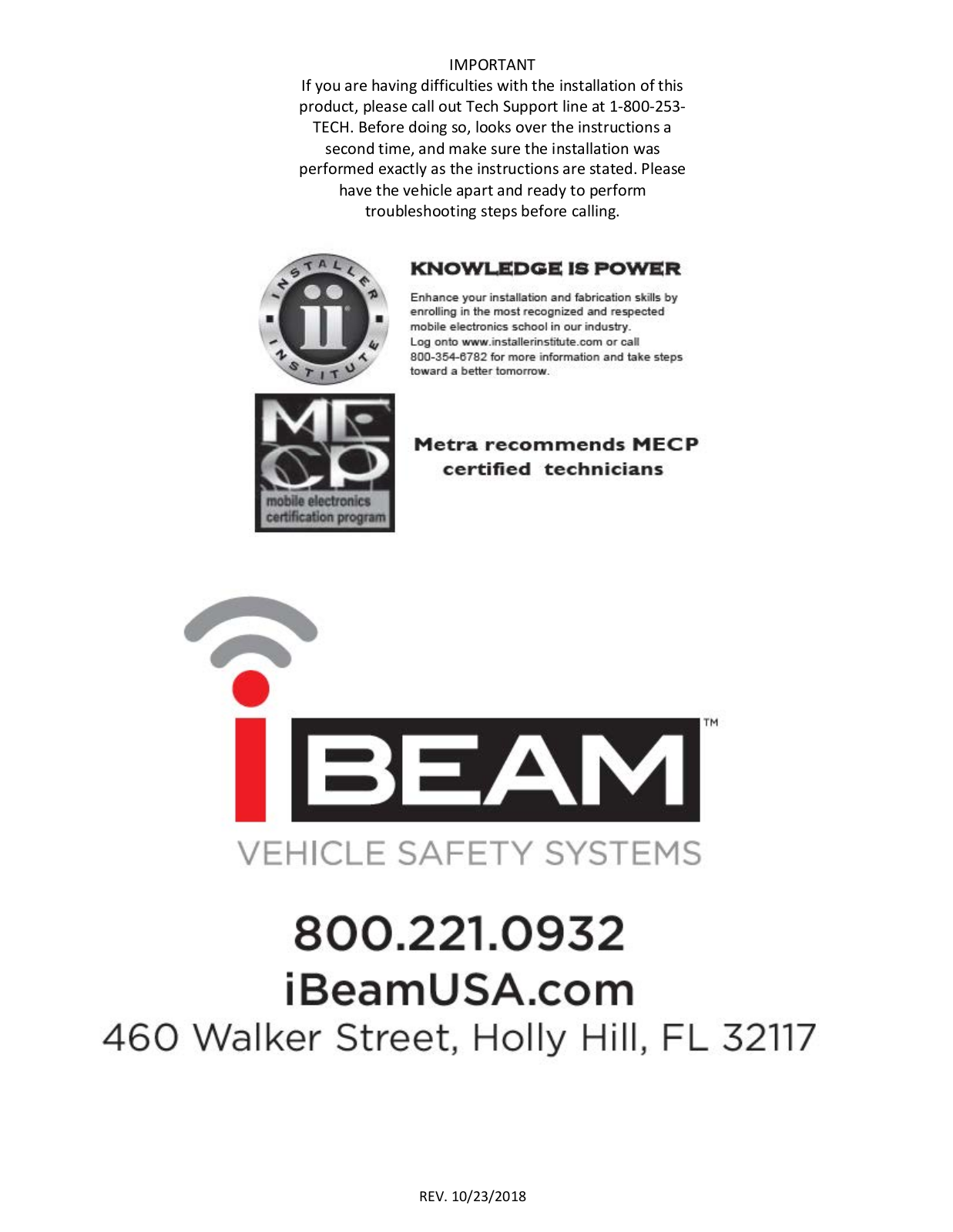 iBeam TE-FDPL Owner's Manual