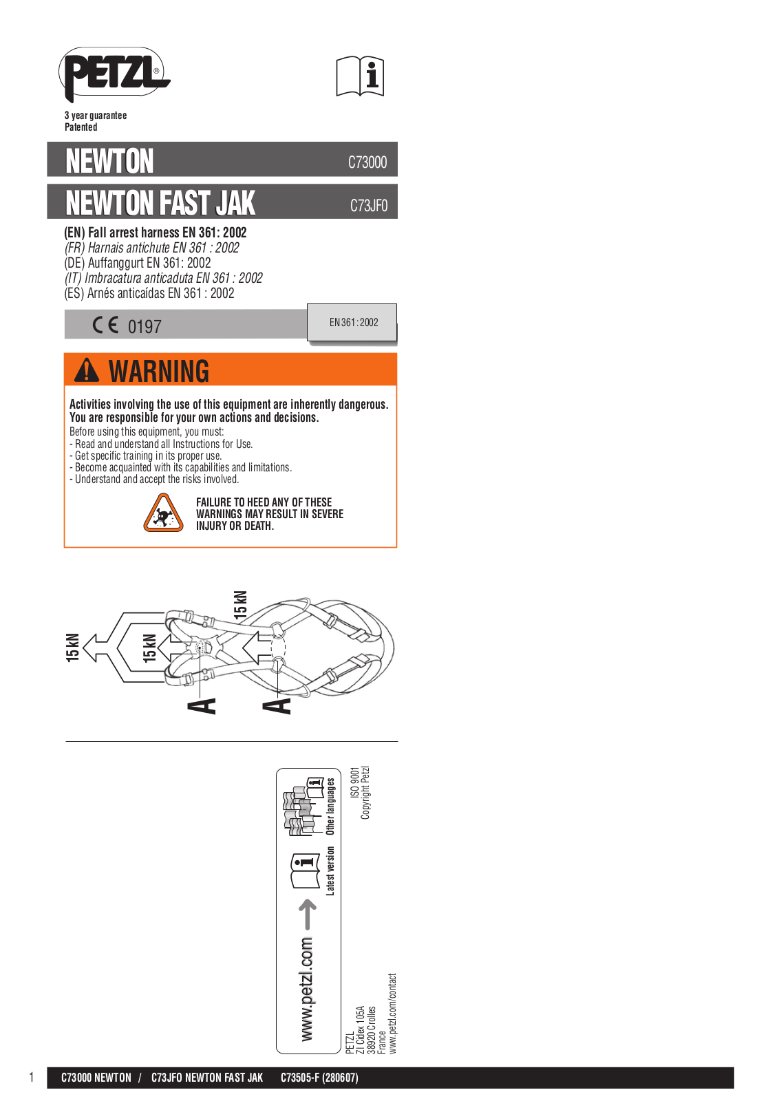 PETZL NEWTON FAST JAK User Manual