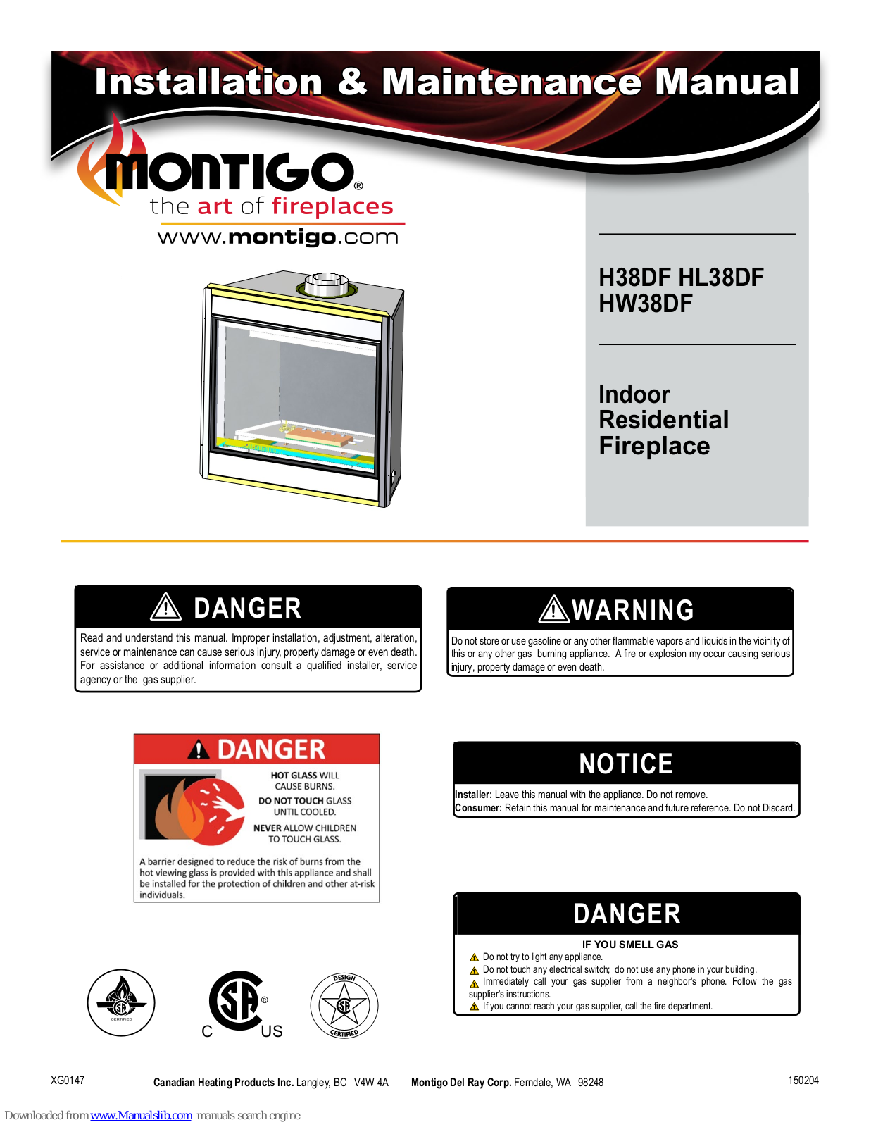 Montigo H38DFN-I, H38DFL-F, HL38DFN, HL38DFN-I, HL38DFN-F Installation & Maintenance Manual