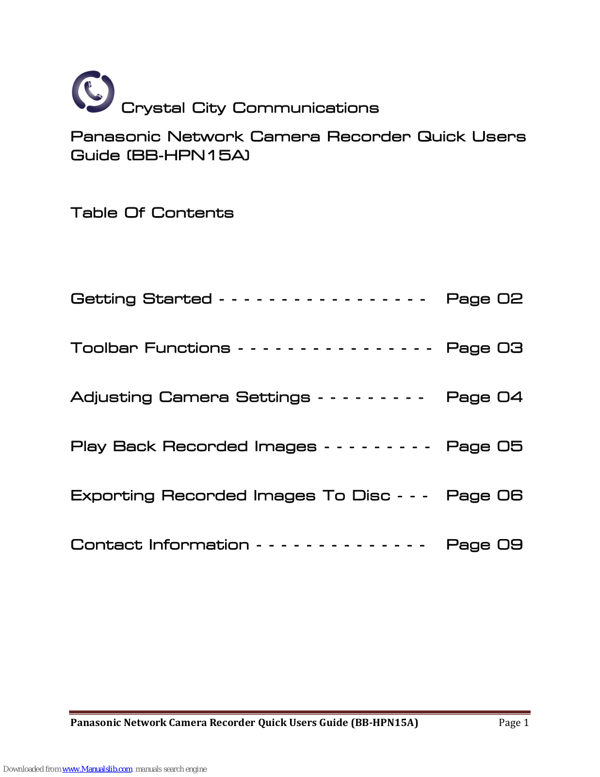 Panasonic BB-HPN15A Quick User Manual