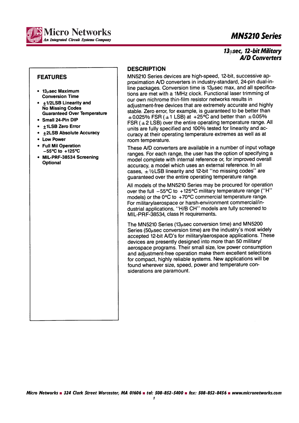 Micronetworks MN5211H, MN5211H-B, MN5211H-BCH, MN5210H-BCH, MN5210 Datasheet