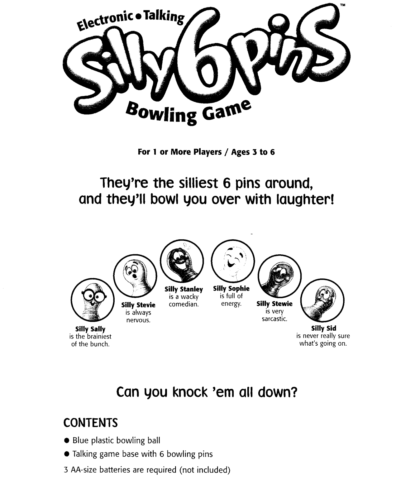 Hasbro SILLY SIX PINS User Manual