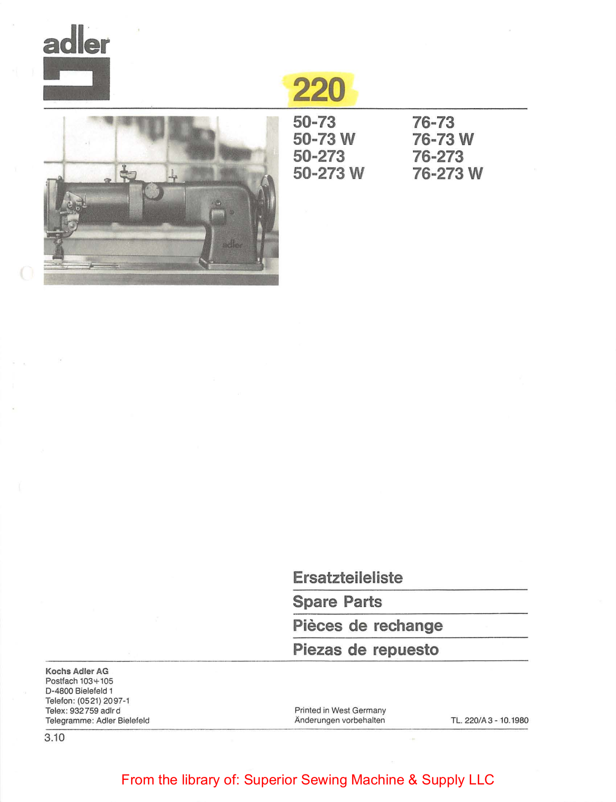 Adler 220 User Manual - ManualMachine.com
