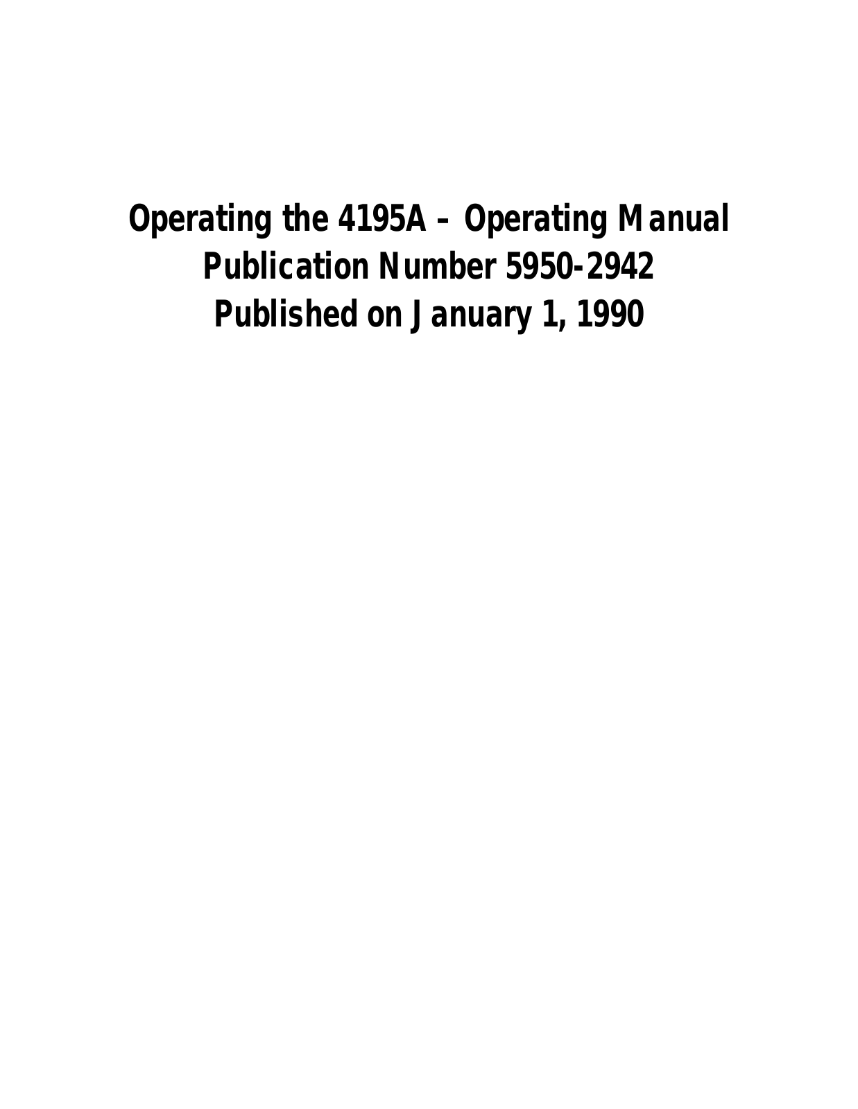 Agilent Technologies HP 4195A operating Manual