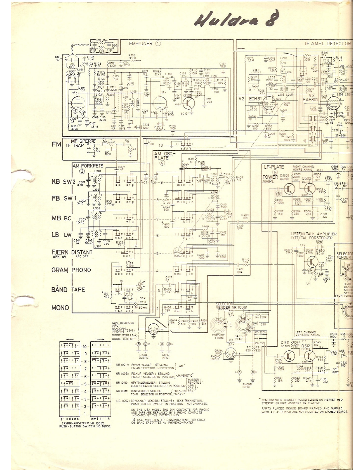 Tandberg Huldra 8 Schematic