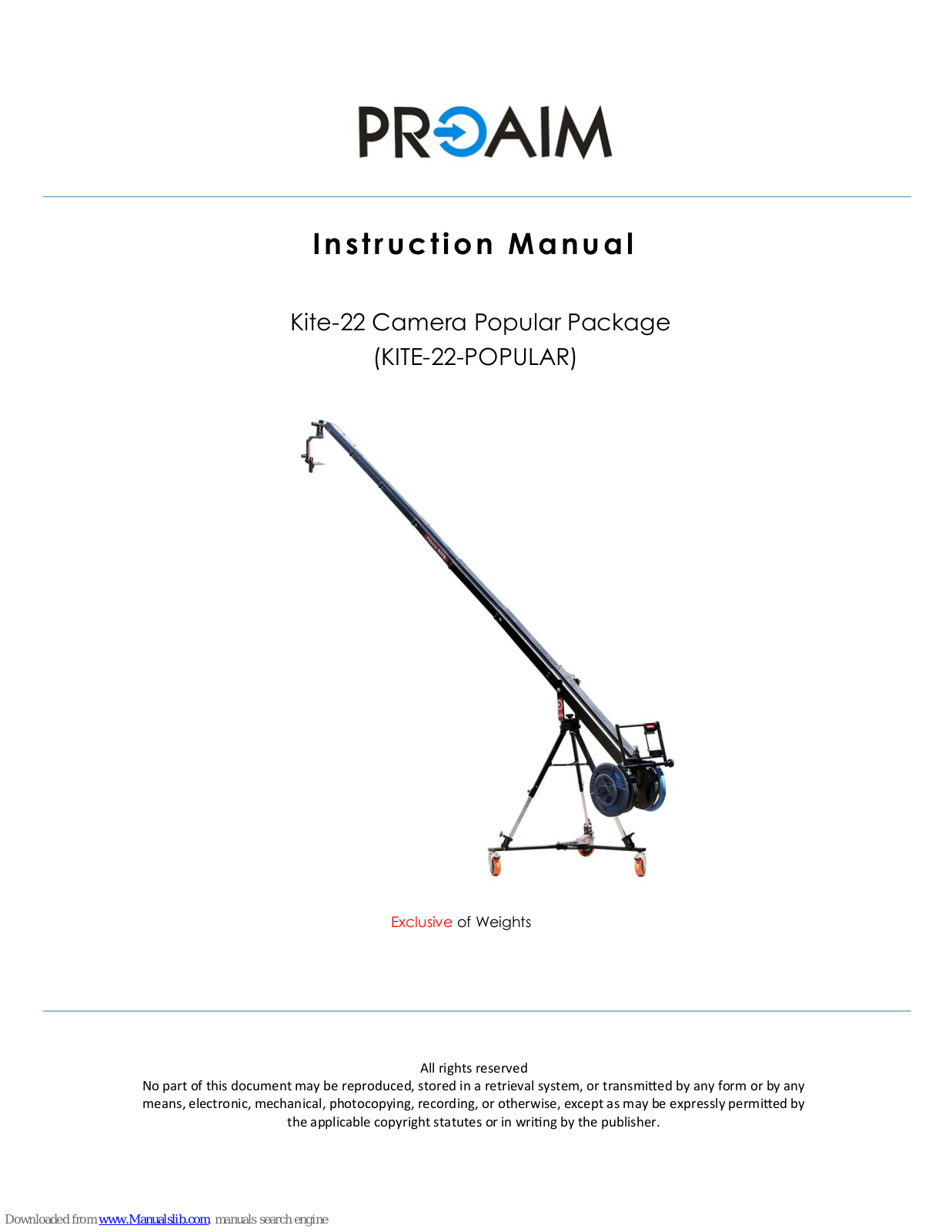 PROAIM KITE-22-POPULAR, Kite-22 Camera Popular Package Instruction Manual