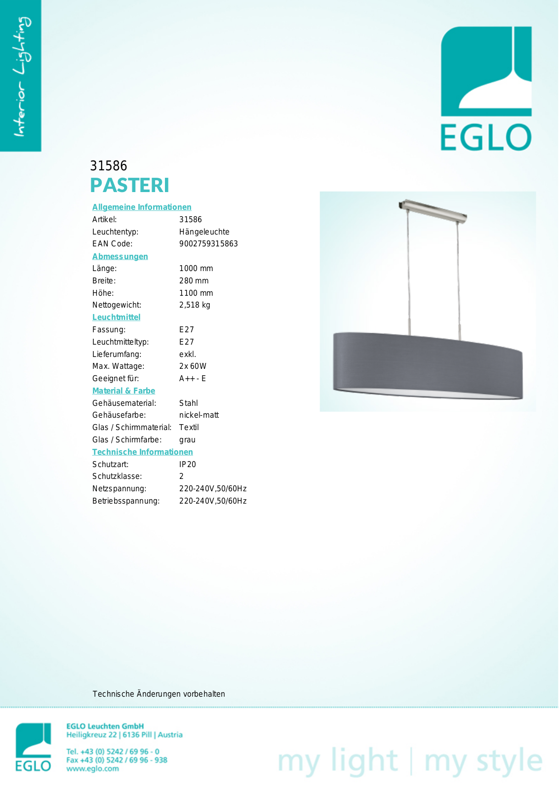 Eglo 31586 Service Manual