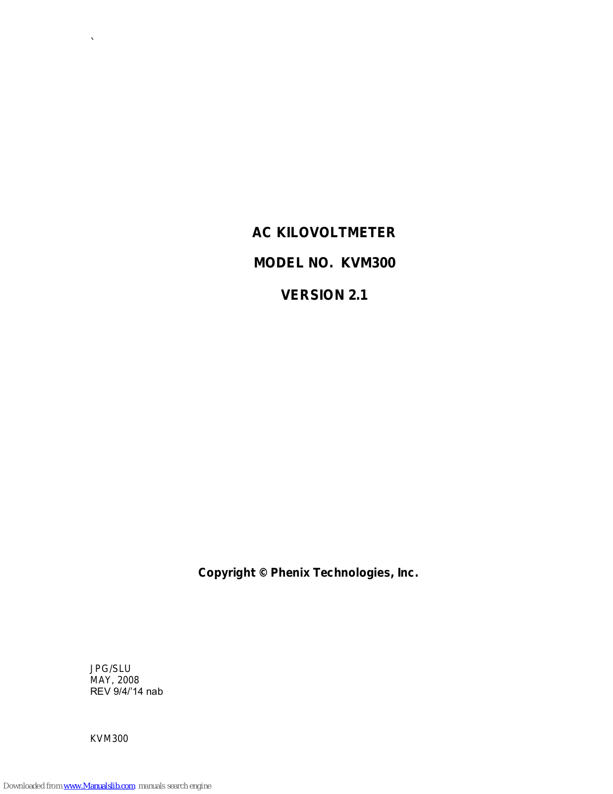 Phenix Technologies KVM300 User Manual - ManualMachine.com
