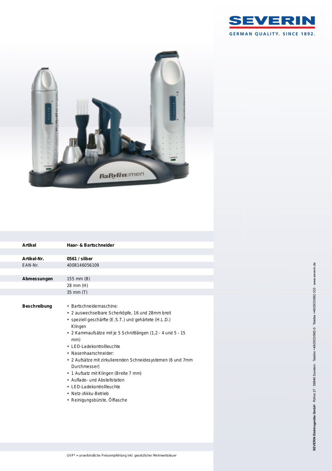 Severin 0561 DATASHEET