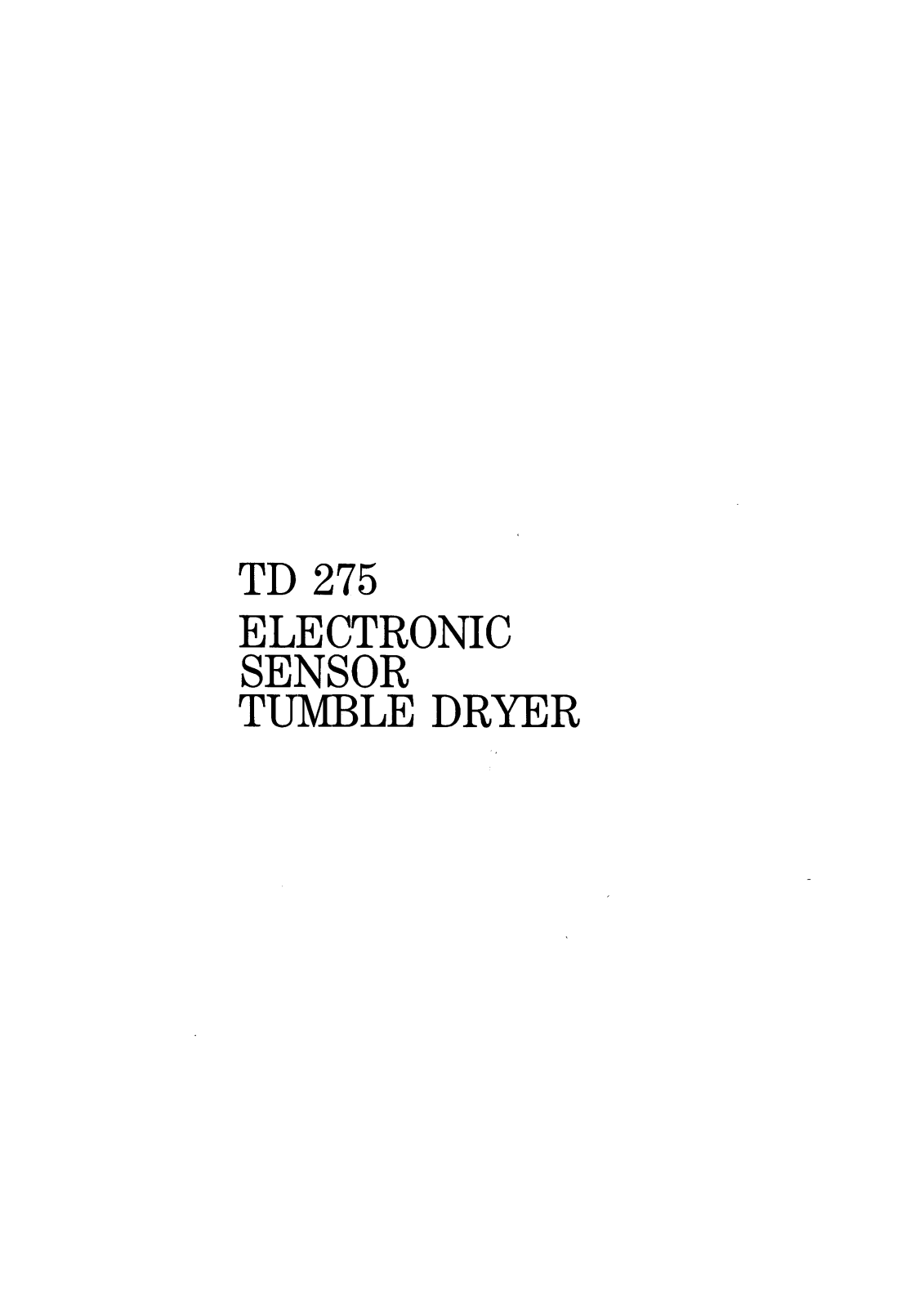 Zanussi TD 275 Instruction Manual