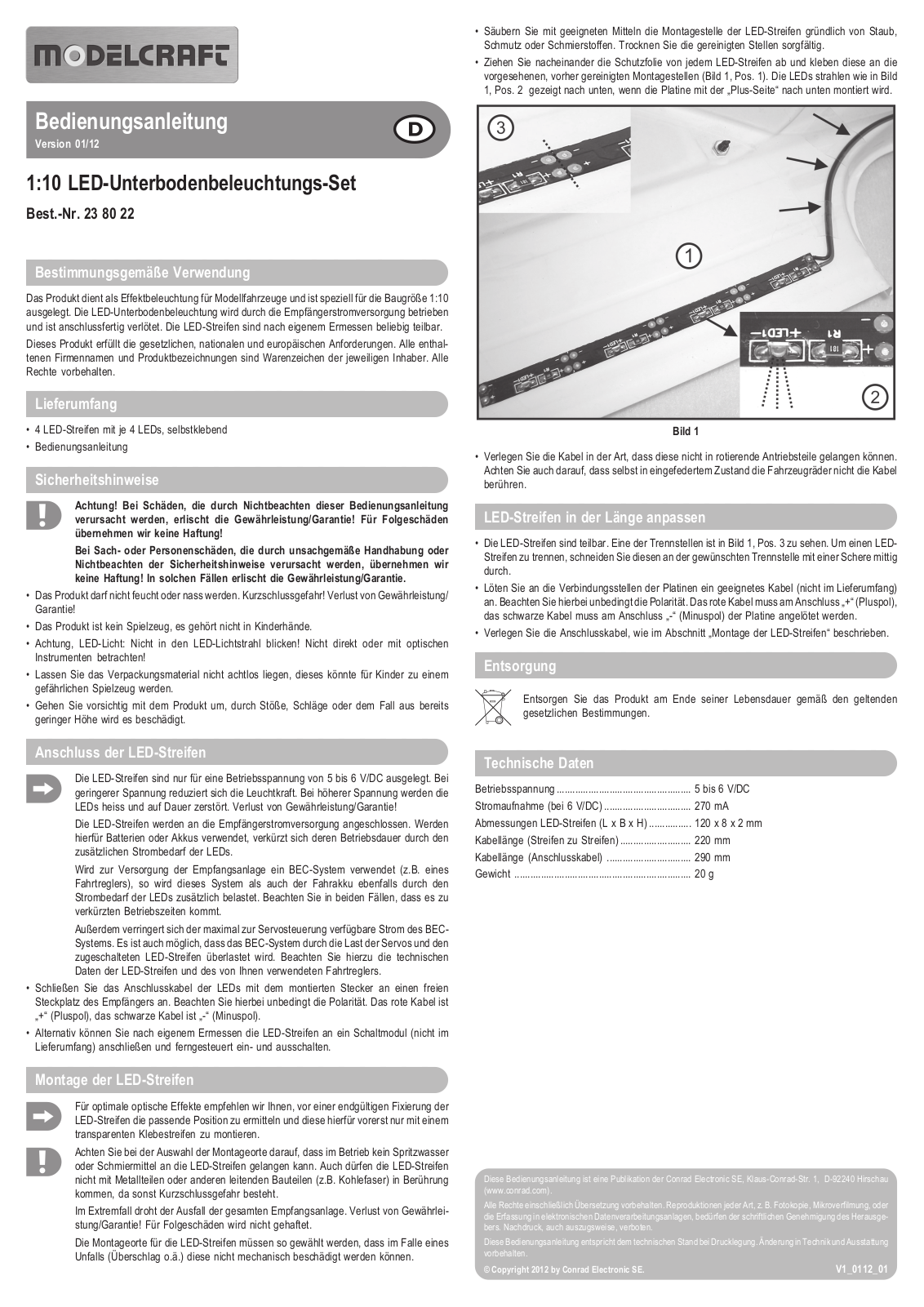 Modelcraft 23 80 22 Operating instructions