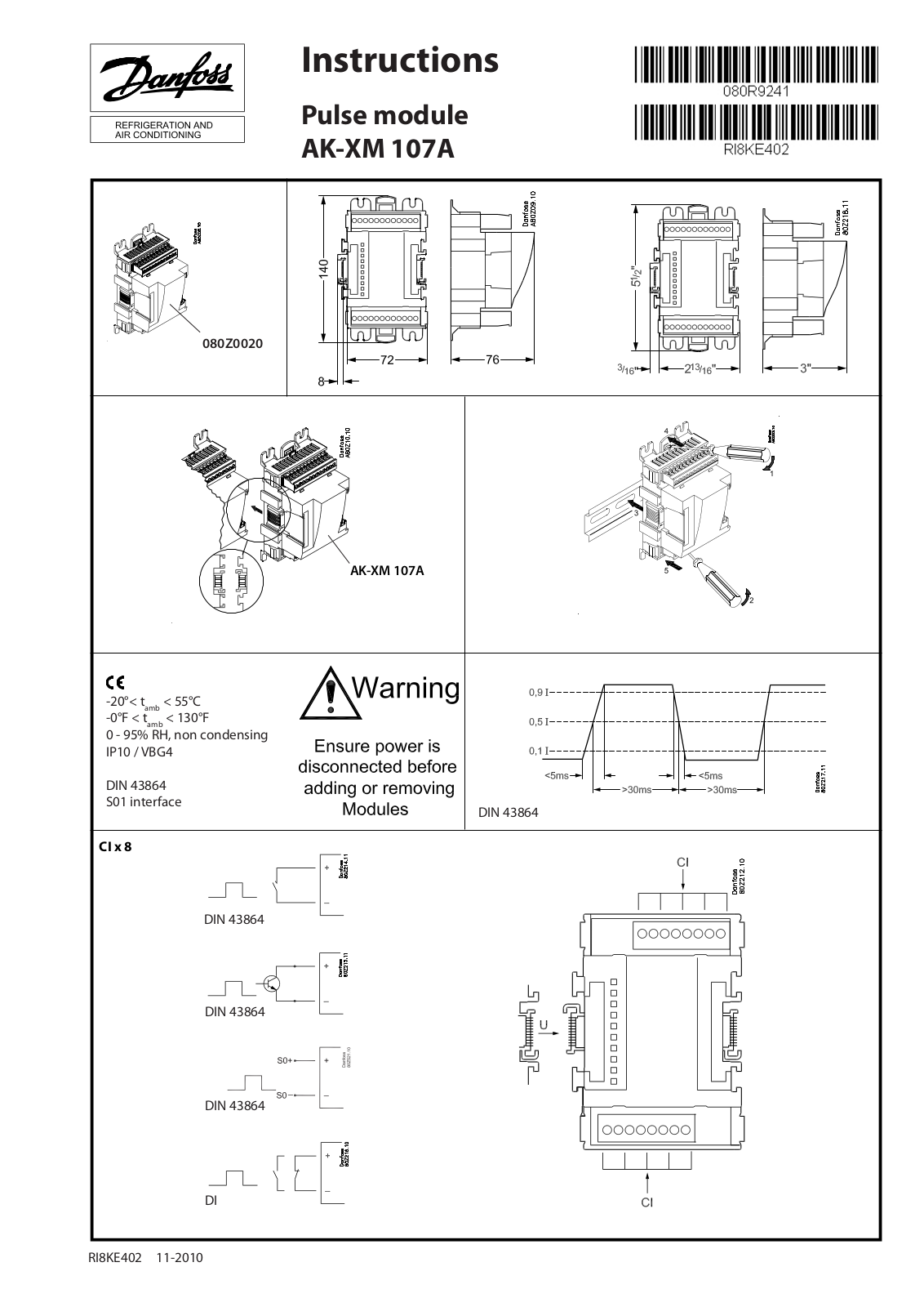 Danfoss AK-XM 107A Installation guide