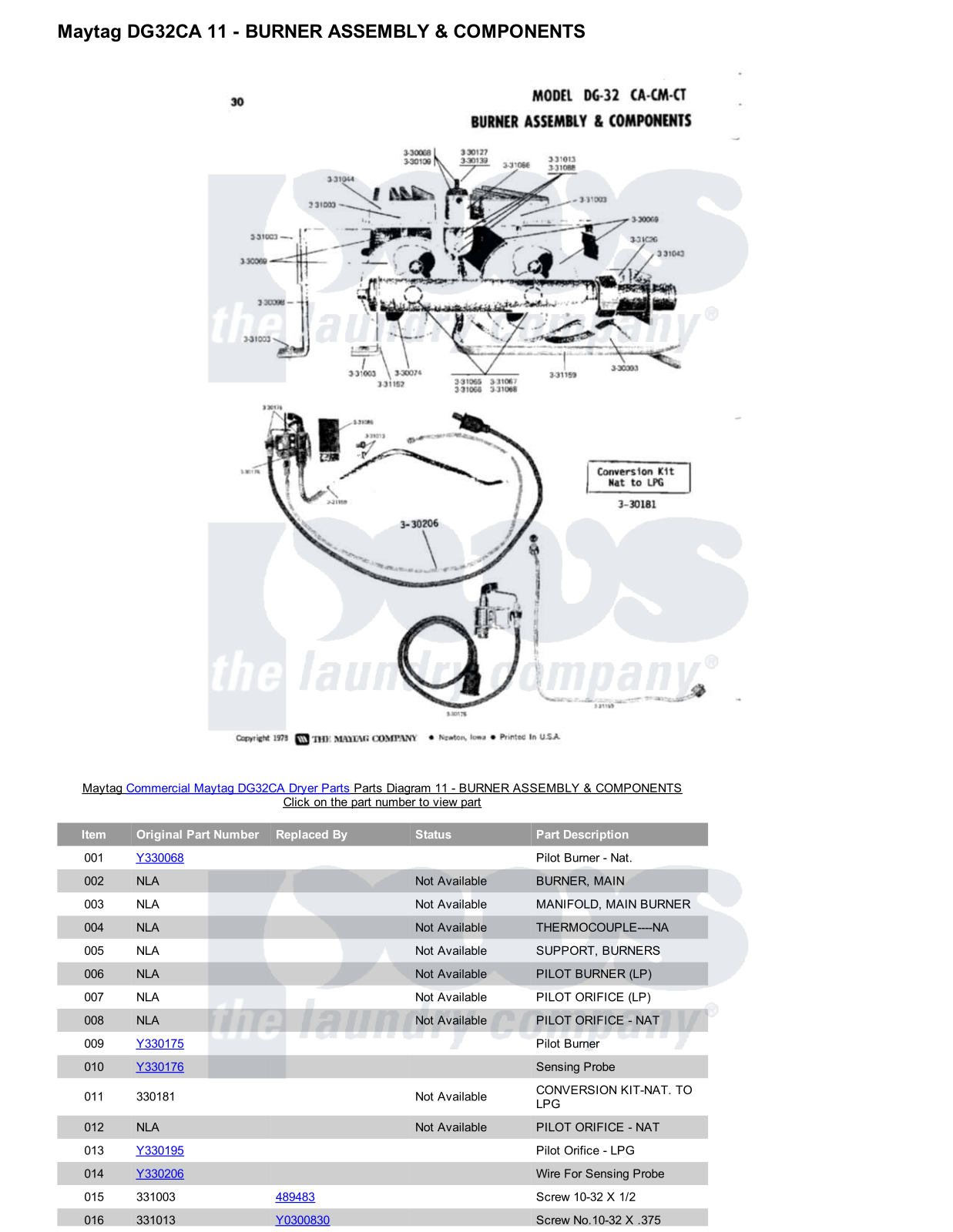 Maytag DG32CA Parts Diagram