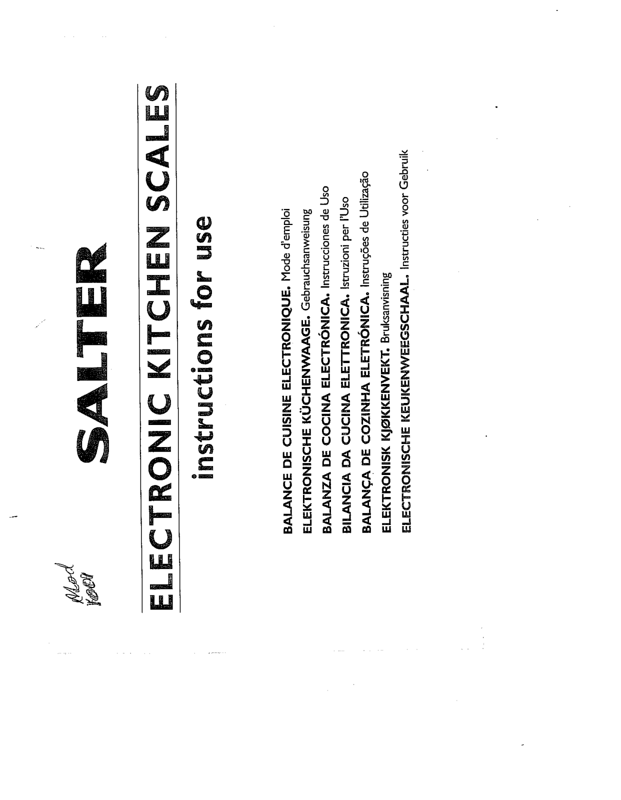 SALTER 1001SVDR User Manual