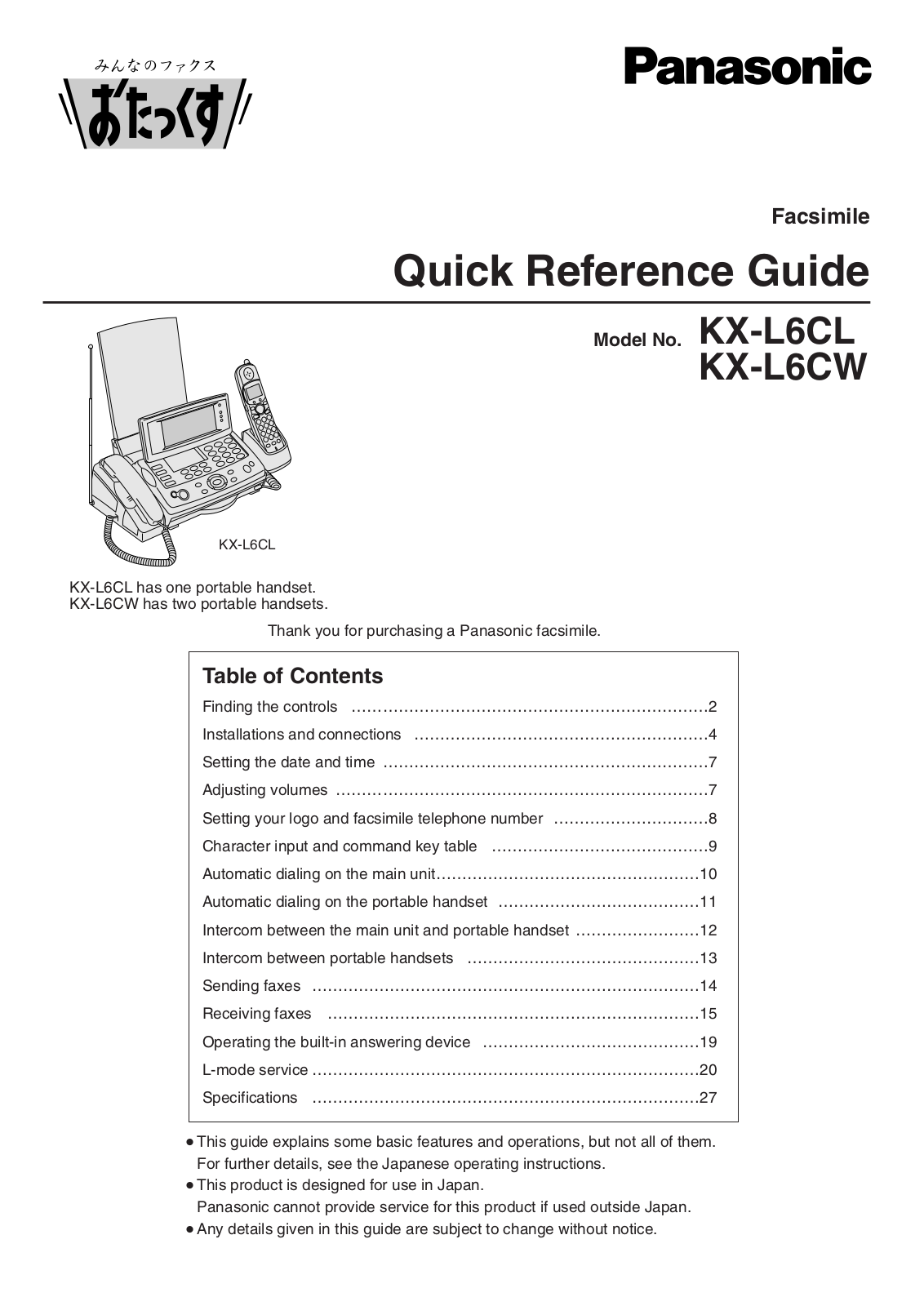 Panasonic KX-L6CL User Manual