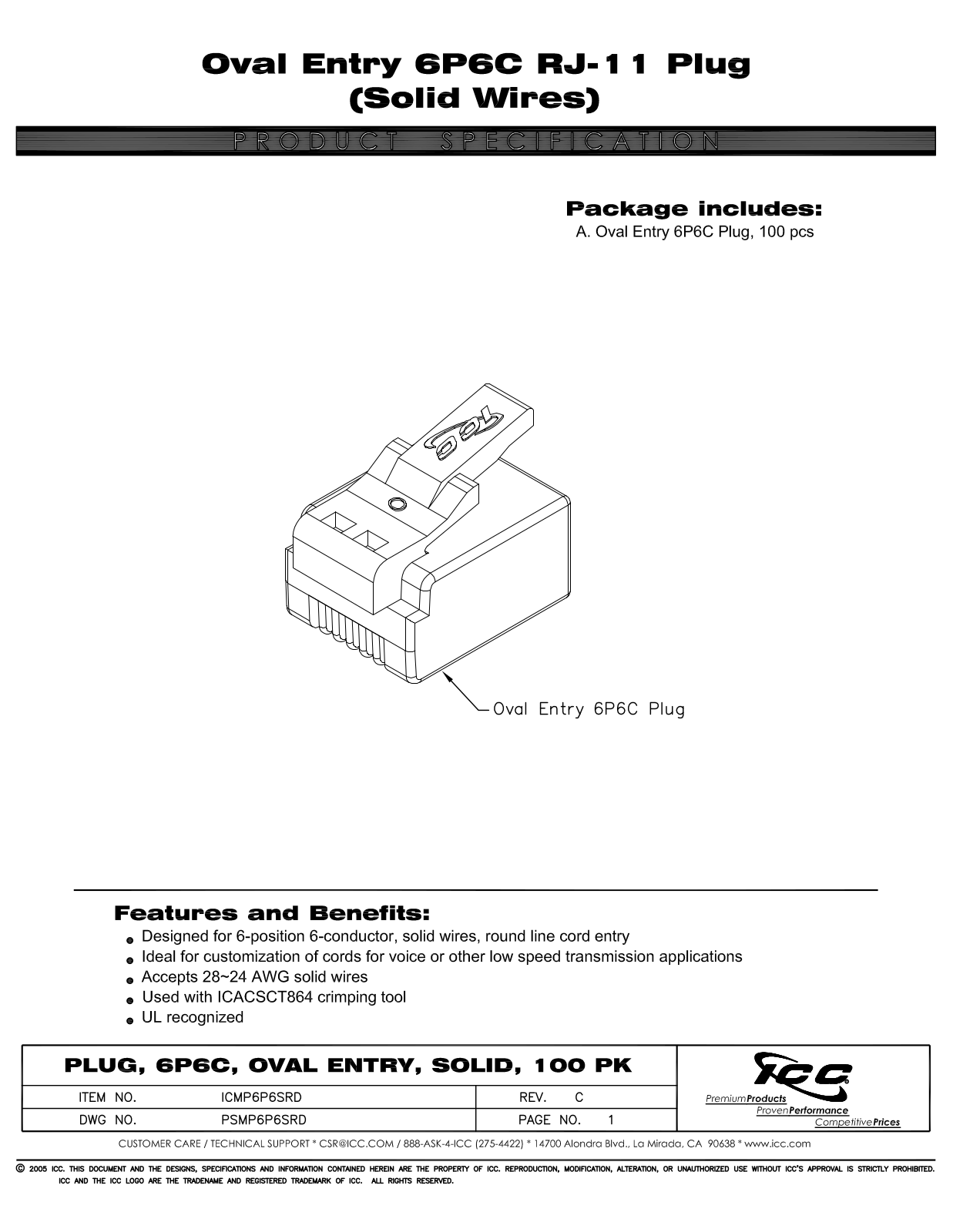 ICC ICMP6P6SRD Specsheet