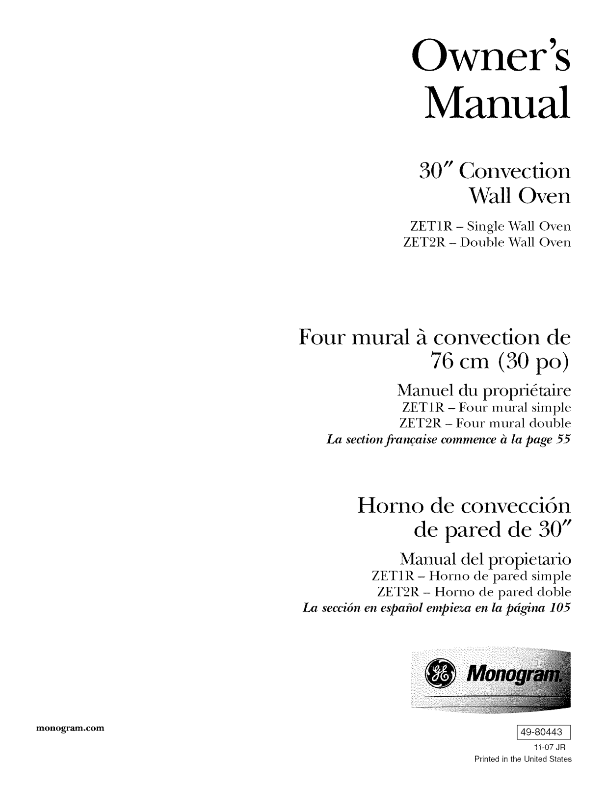 GE ZPRASHANT, ZET2RM3SS, ZET2RM2SS, ZET1RM3SS, ZET1RM1SS Owner’s Manual - ManualMachine.com