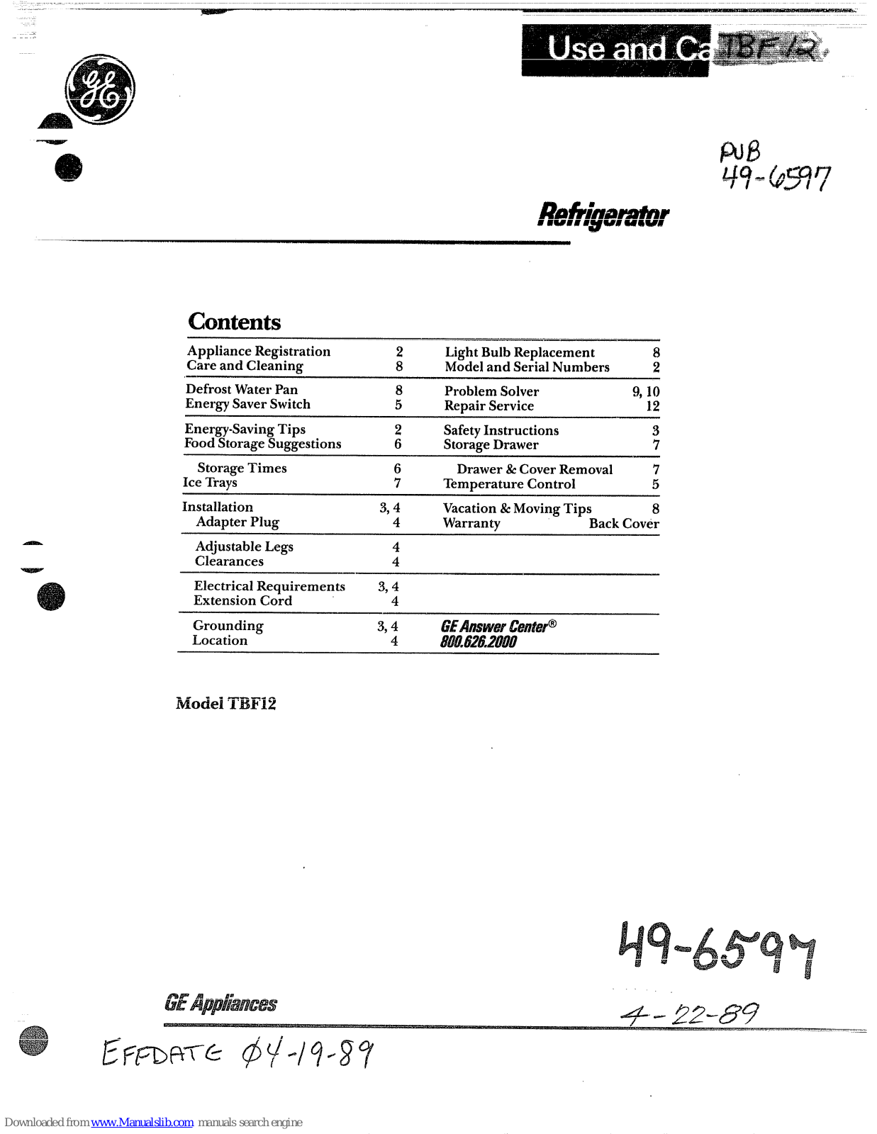GE TIM712 User And Care - ManualMachine.com