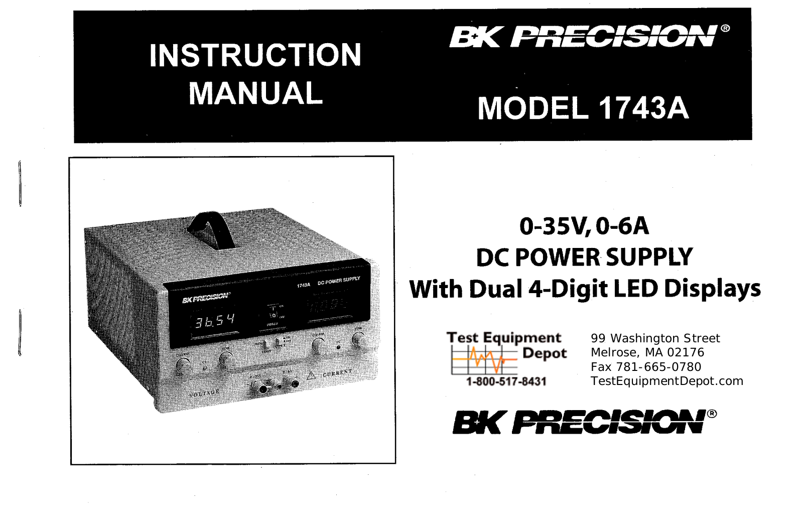 B&K 1743 A Instruction Manual