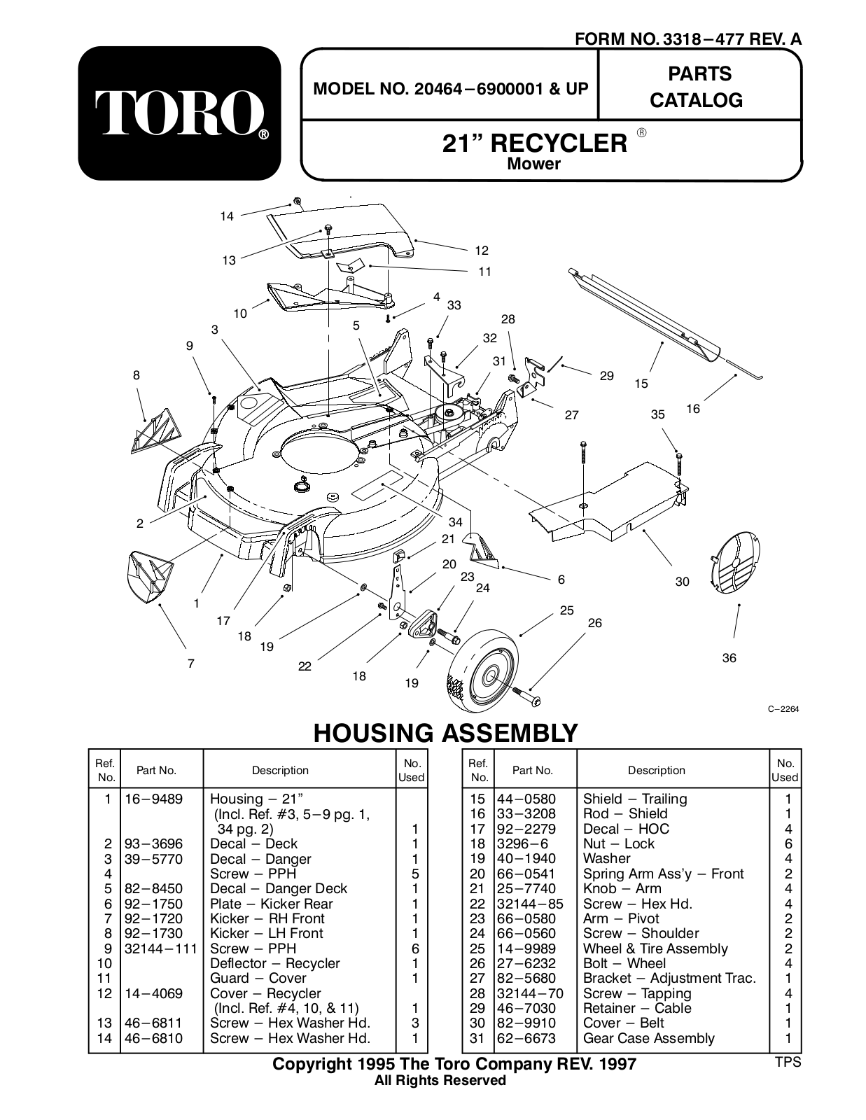 Toro 20464 Parts Catalogue