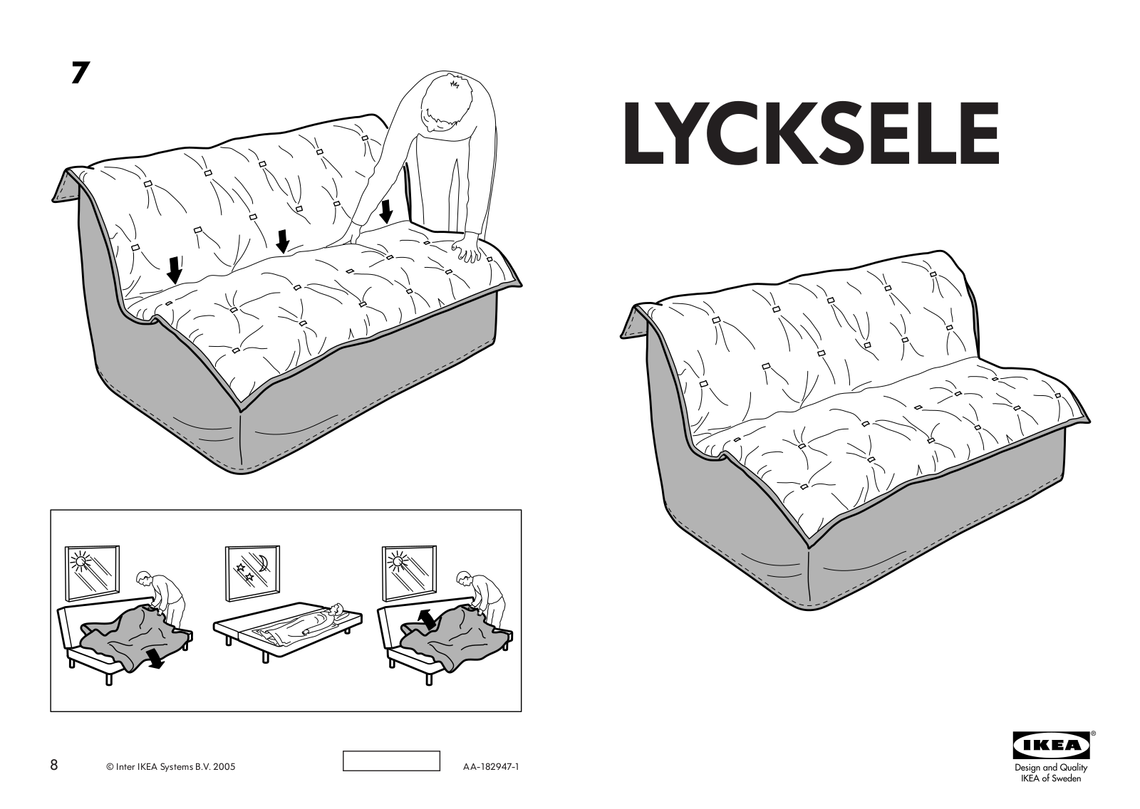 IKEA LYCKSELE COVER LOVESEAT BED Assembly Instruction