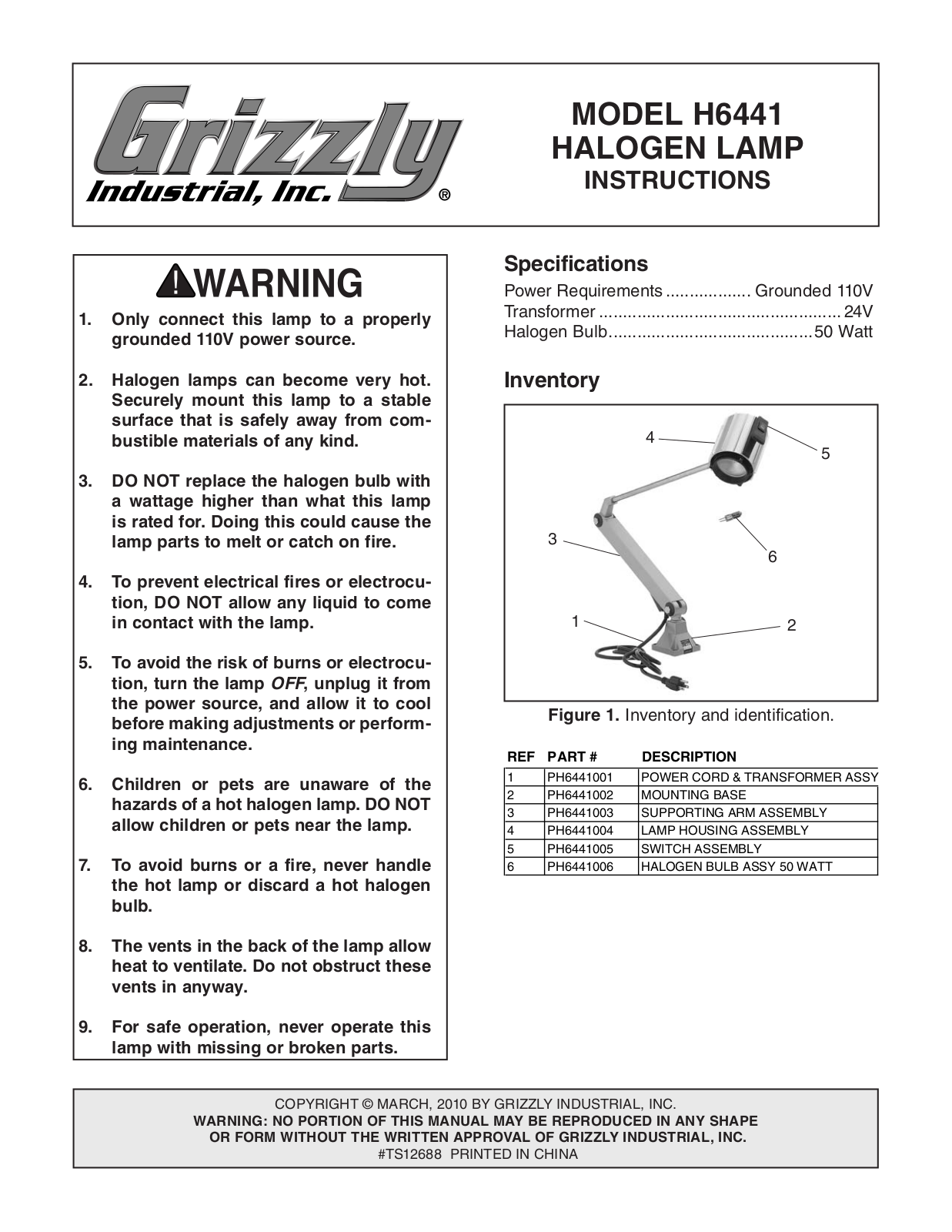 Grizzly H6441 User Manual