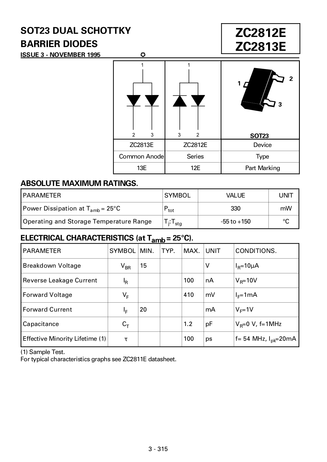 Zetex ZC2812E, ZC2813E Datasheet