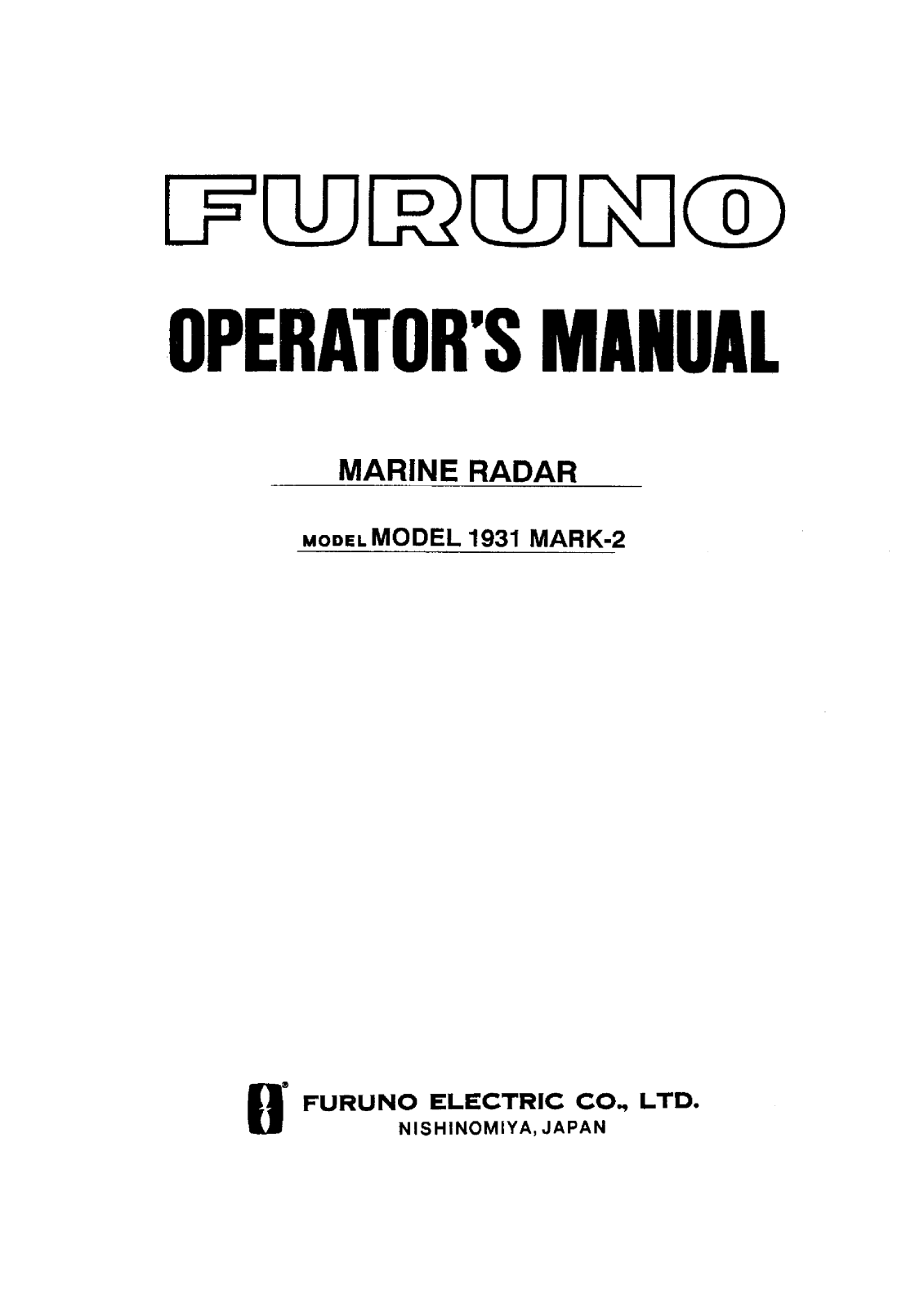 Furuno 1931 MARK-2 User Manual