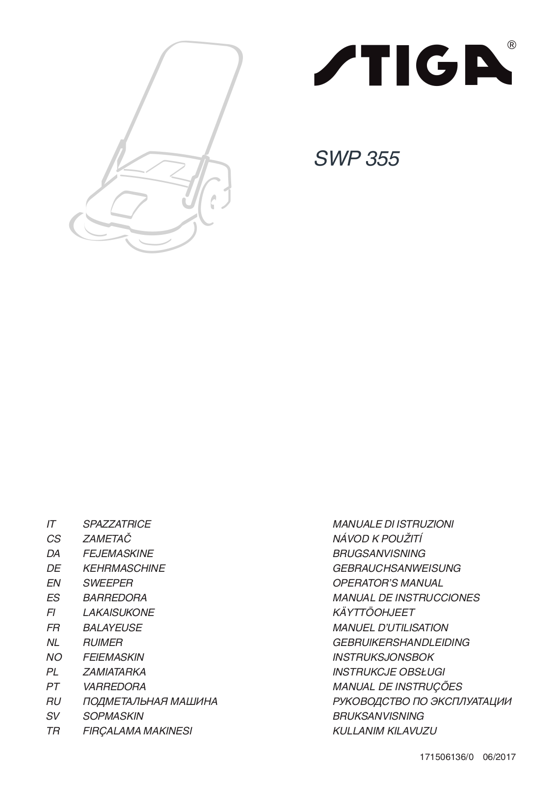 Stiga SWP 355 operation manual