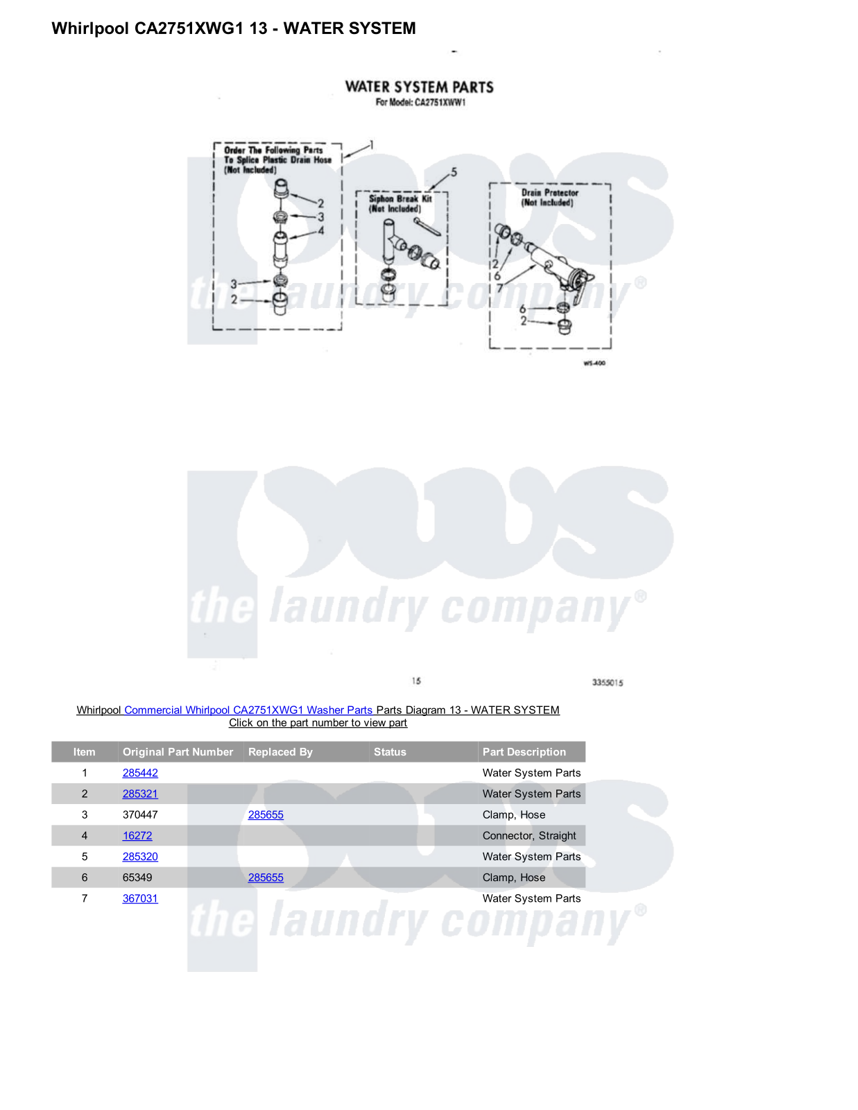 Whirlpool CA2751XWG1 Parts Diagram