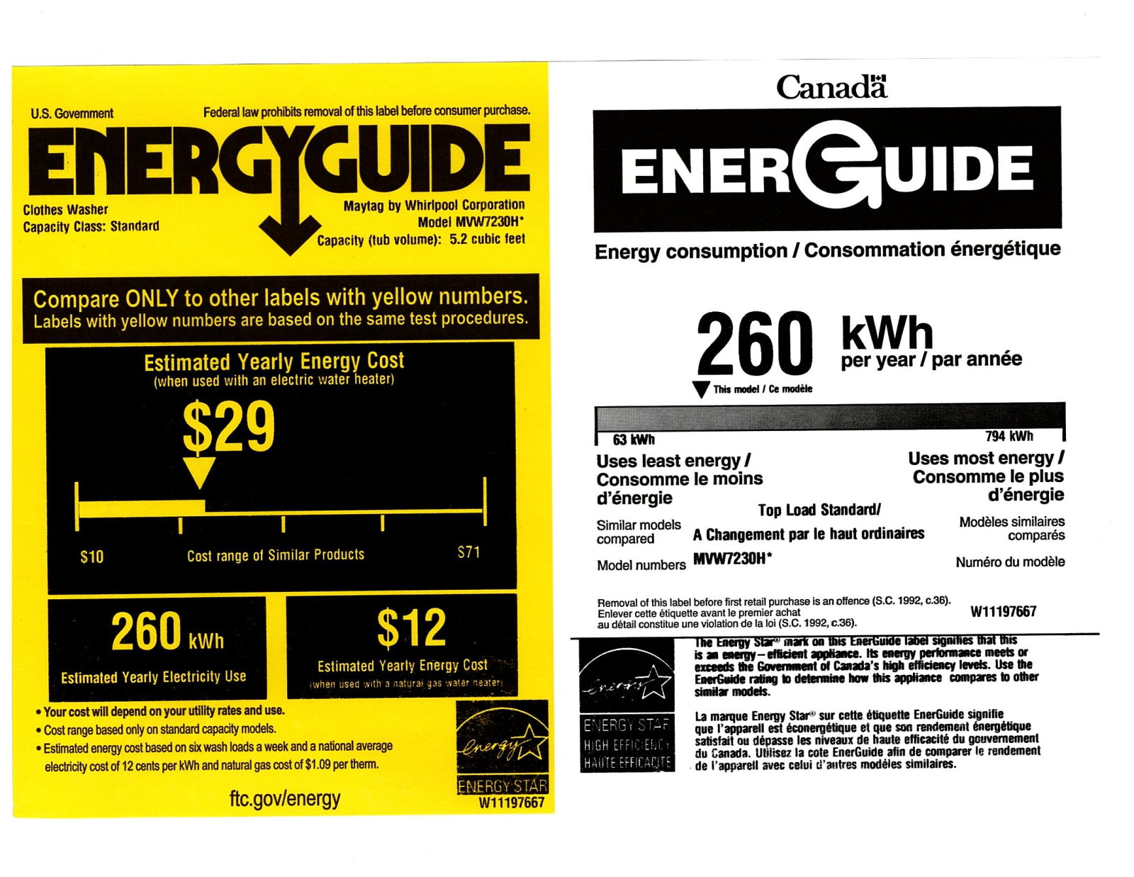 Maytag MAWADREC02 Energy manual