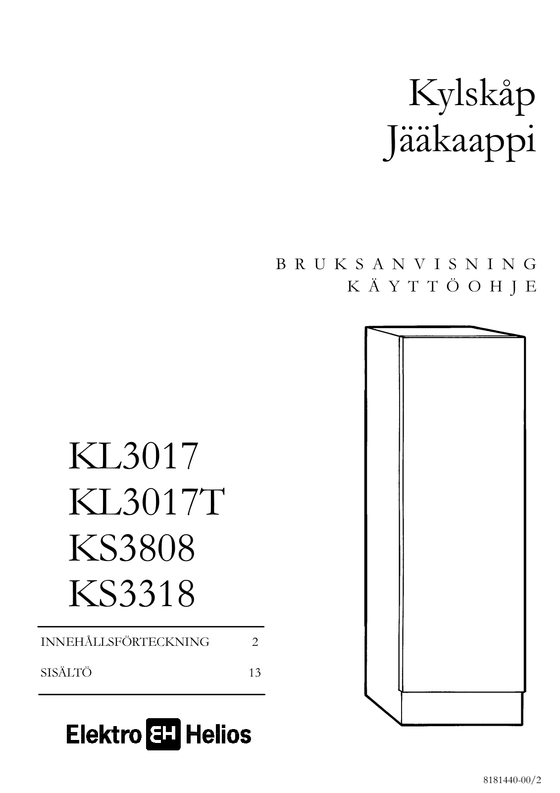 Elektro helios ks3318, ks3808, kl3017t, kl3017 User Manual