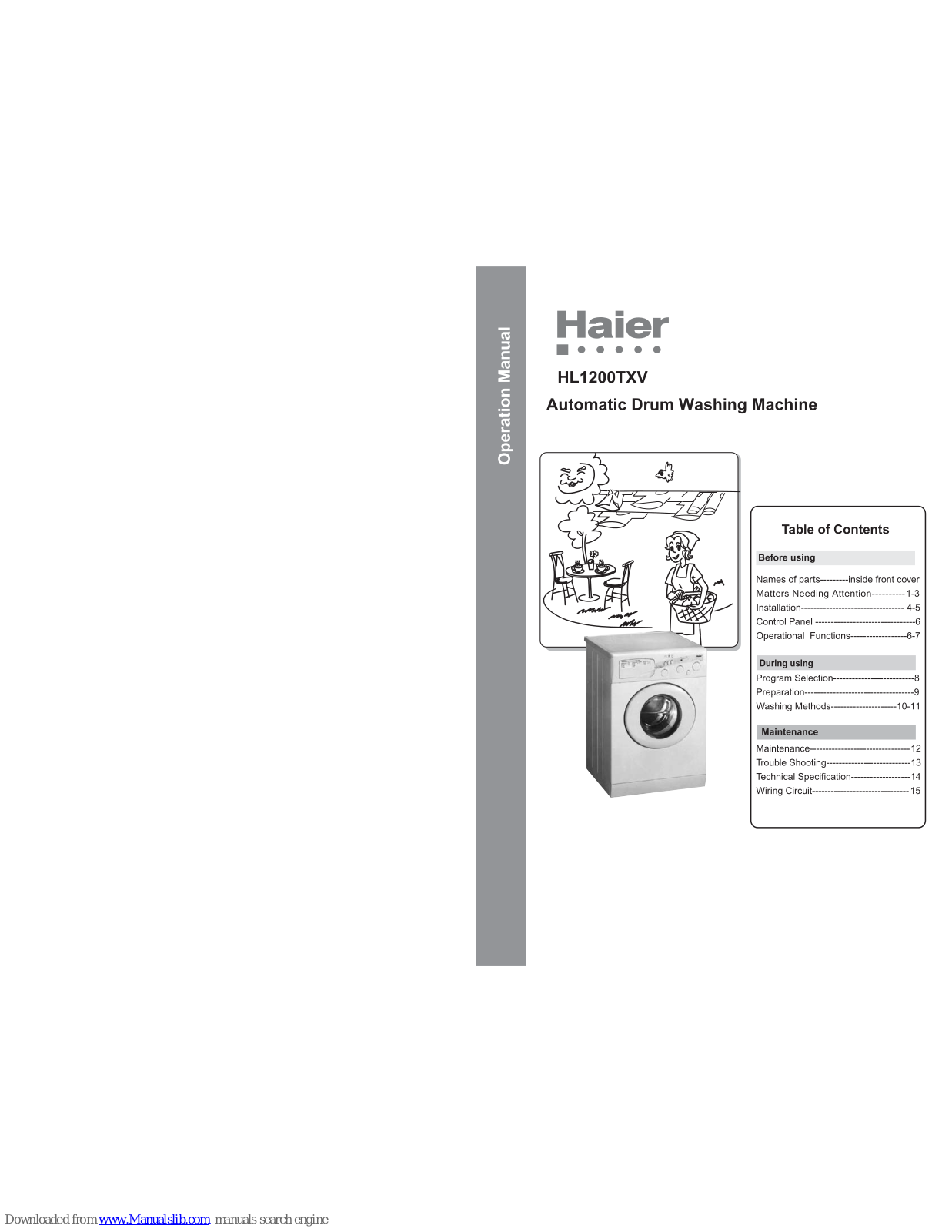 Haier HL1200TXV, HL1000TXV Operation Manual