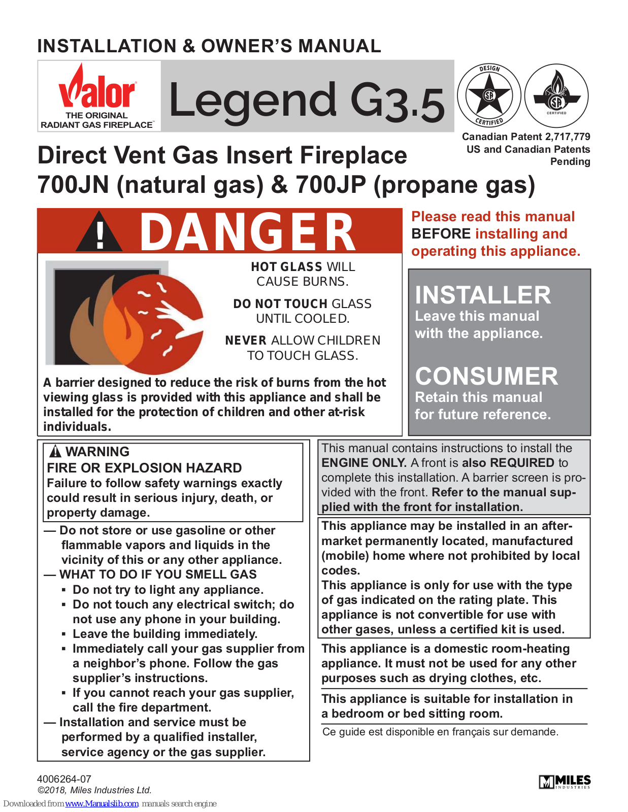 Valor Legend G3.5 700JN, Legend G3.5 700JP, Legend G4 Series, 780KN, 780KP Owner's Manual