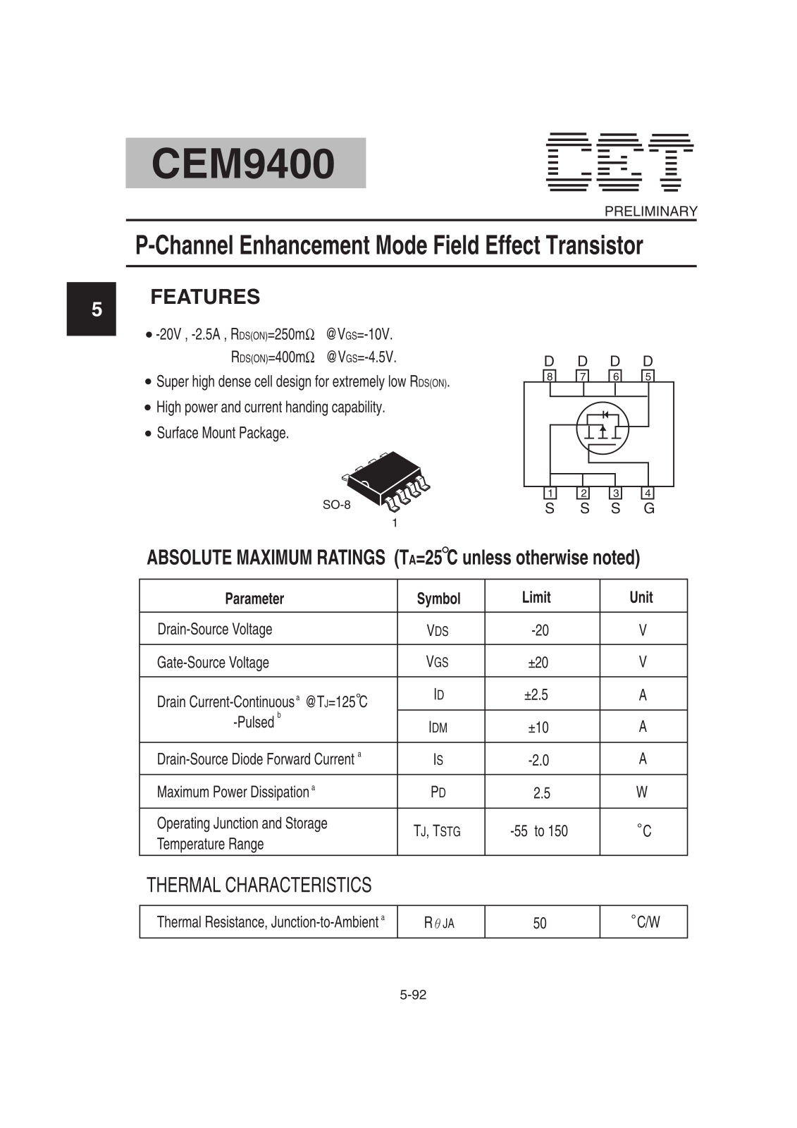 CET CEM9400 Datasheet