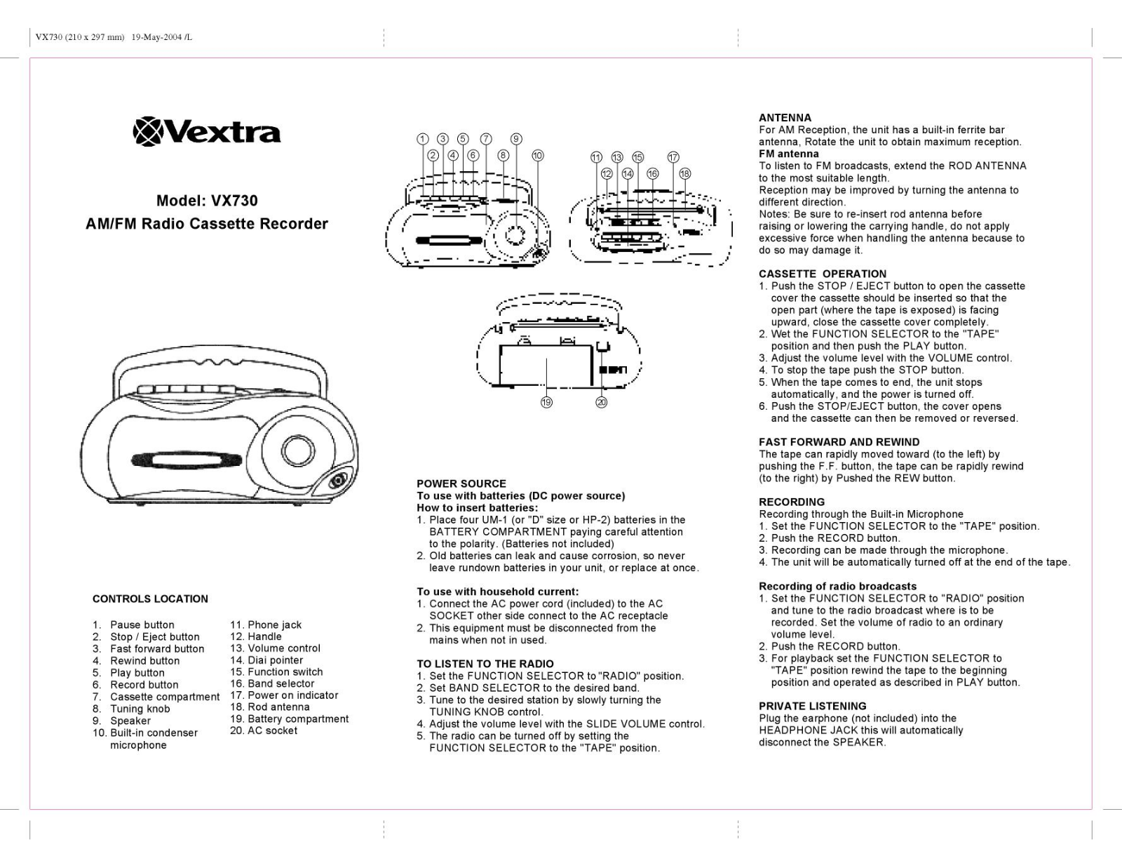 Vextra VX730 User Manual