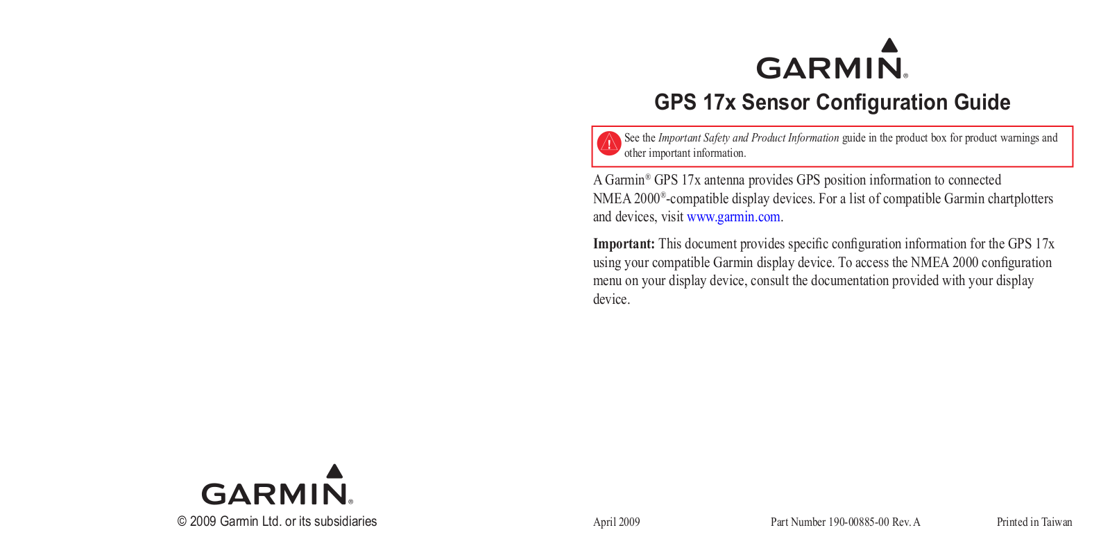 Garmin 17X User Manual