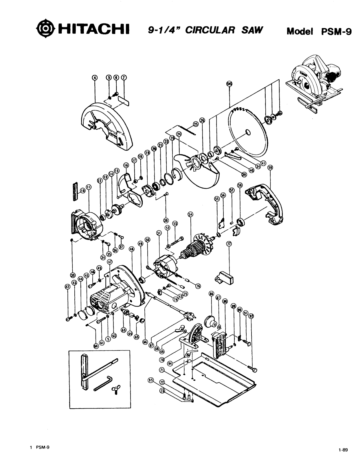 Hitachi PSM9 PARTS LIST