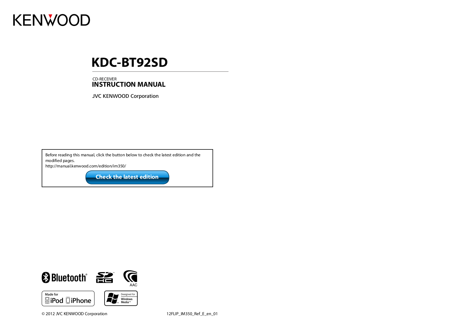 JVC KDC-BT92SD User Manual