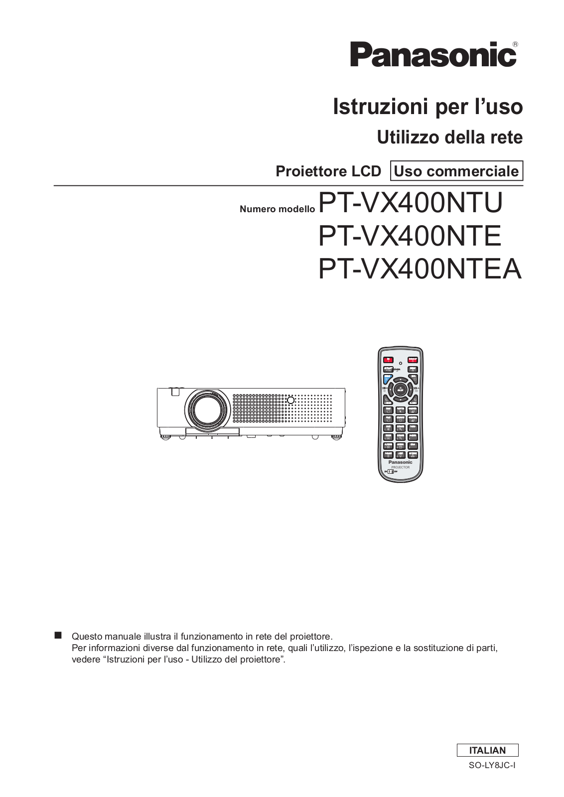 Panasonic PT-VX400NTU Operating Instruction