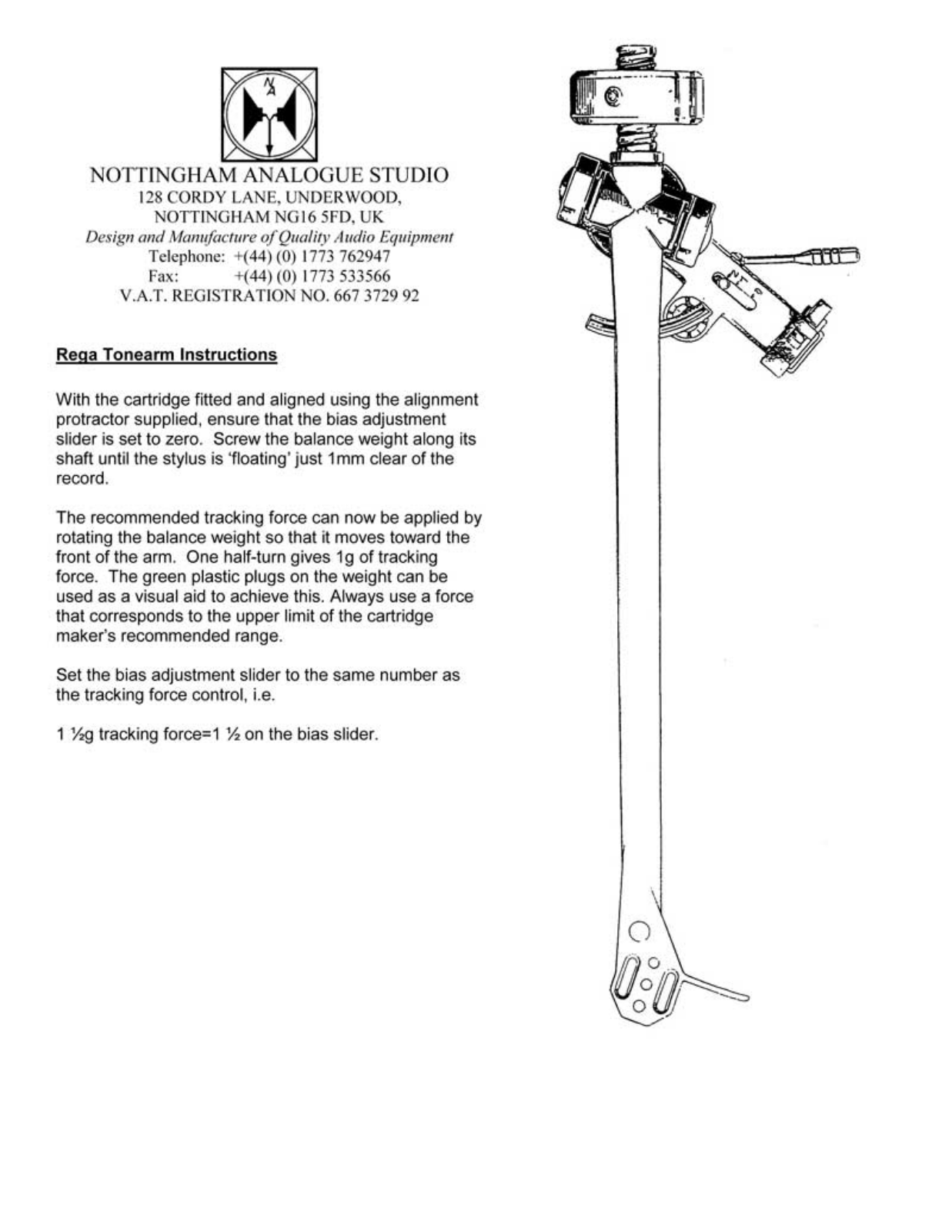 Nottingham Analogue Rega Owners manual