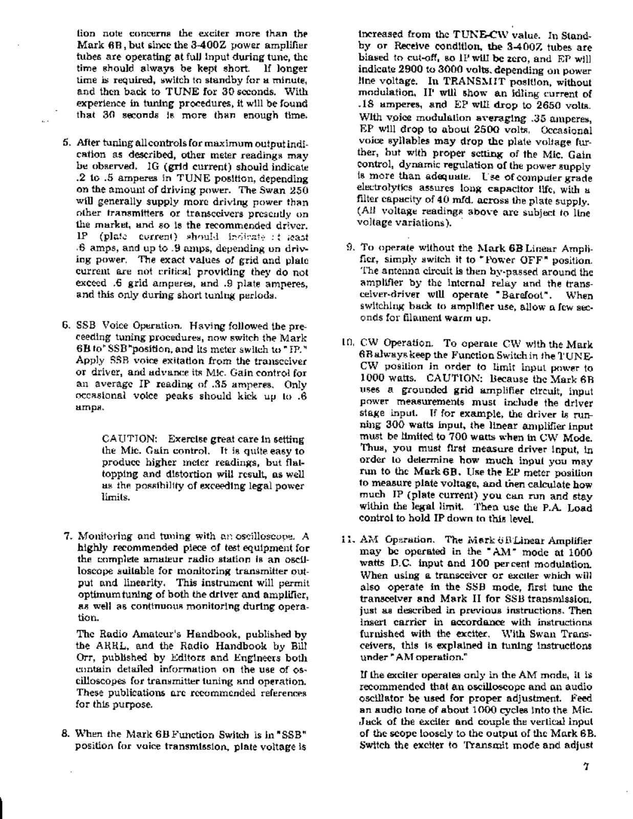 SWAN MARK 6b User Manual (PAGE 7)