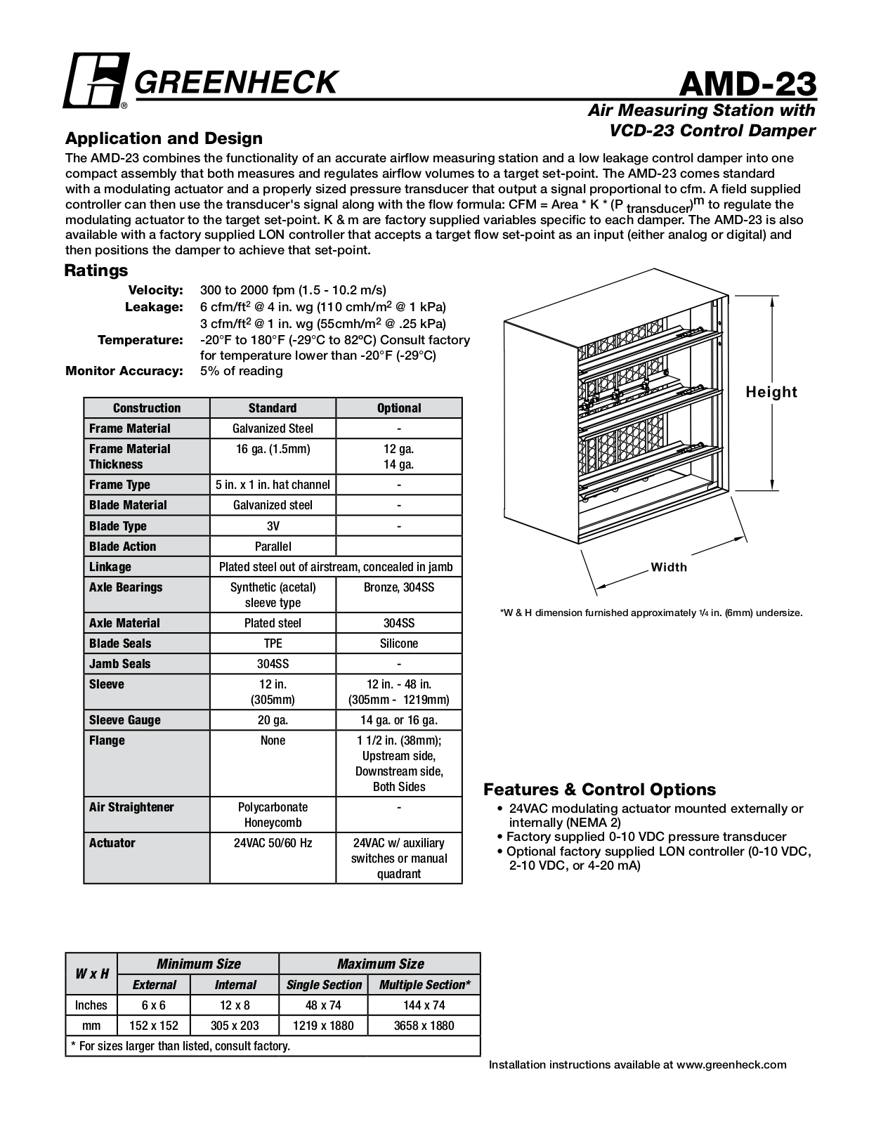 Greenheck AMD-23 User Manual