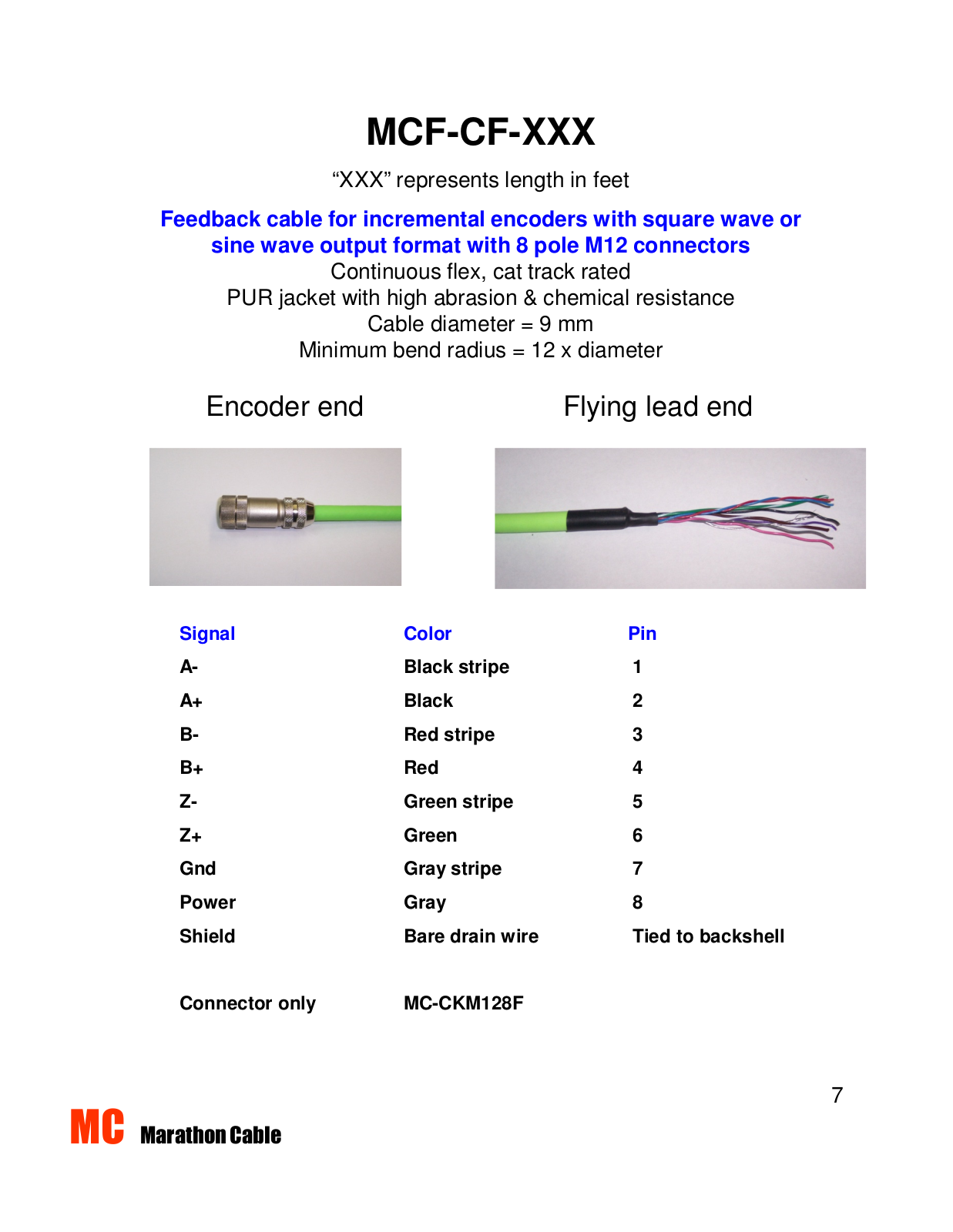 Marathon Cable MCF-CF-XXX Data Sheet - ManualMachine.com