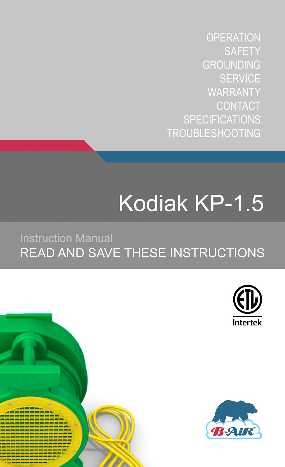 B-air KP-1.5 User Manual