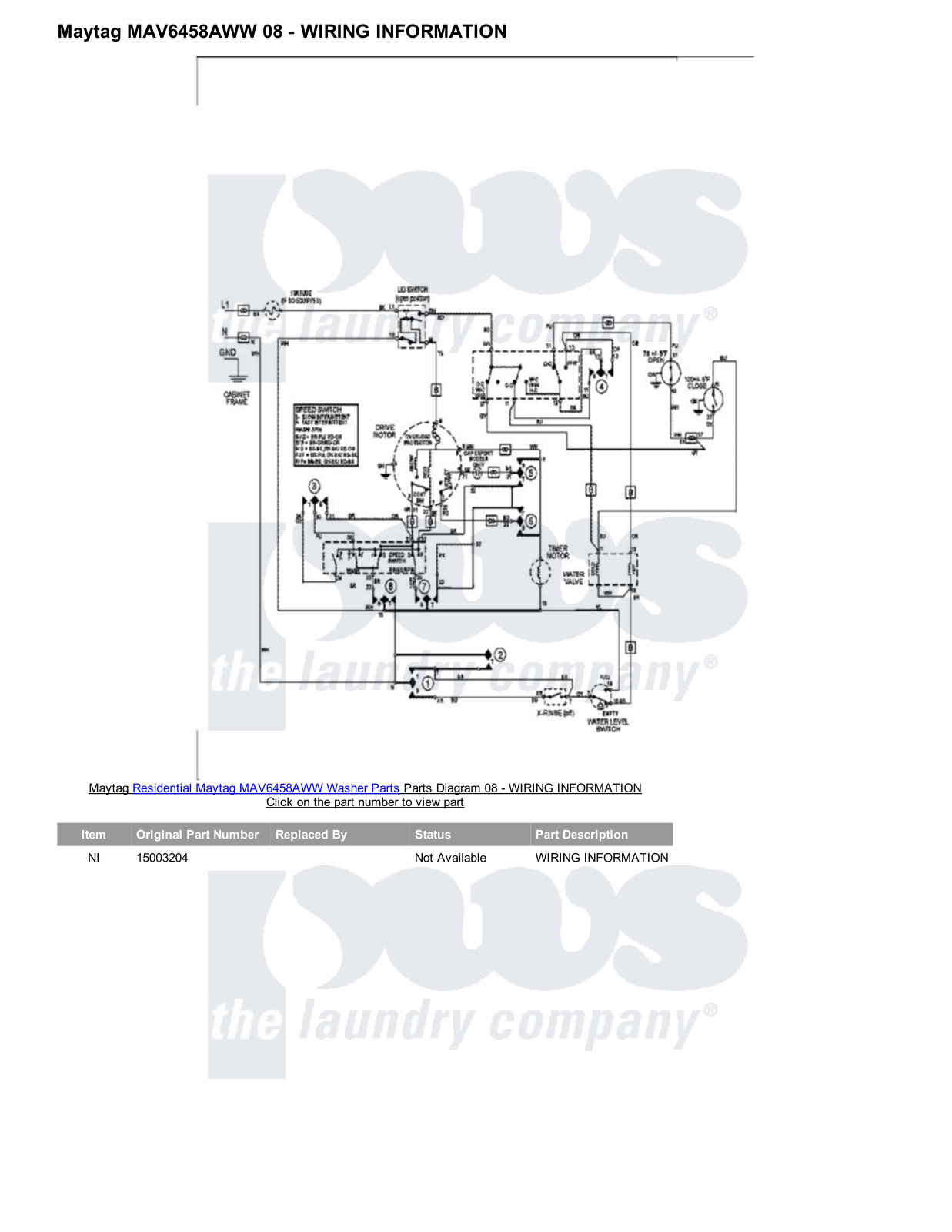 Maytag MAV6458AWW Parts Diagram