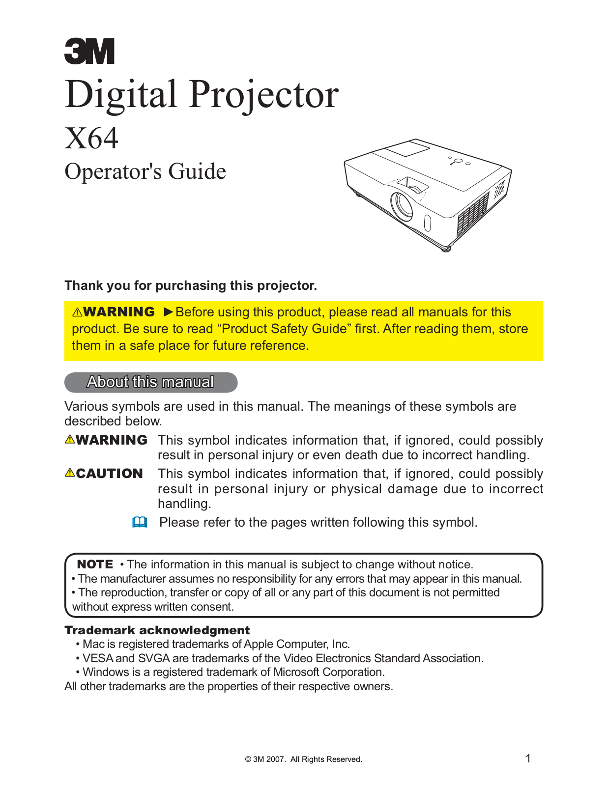 3M X64 Instructions Manual