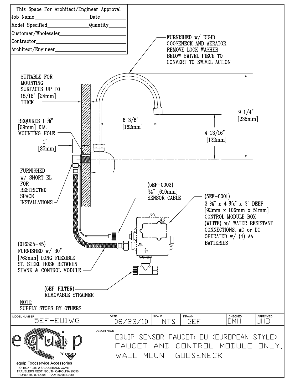 T&S Brass 5EF-EU1WG User Manual