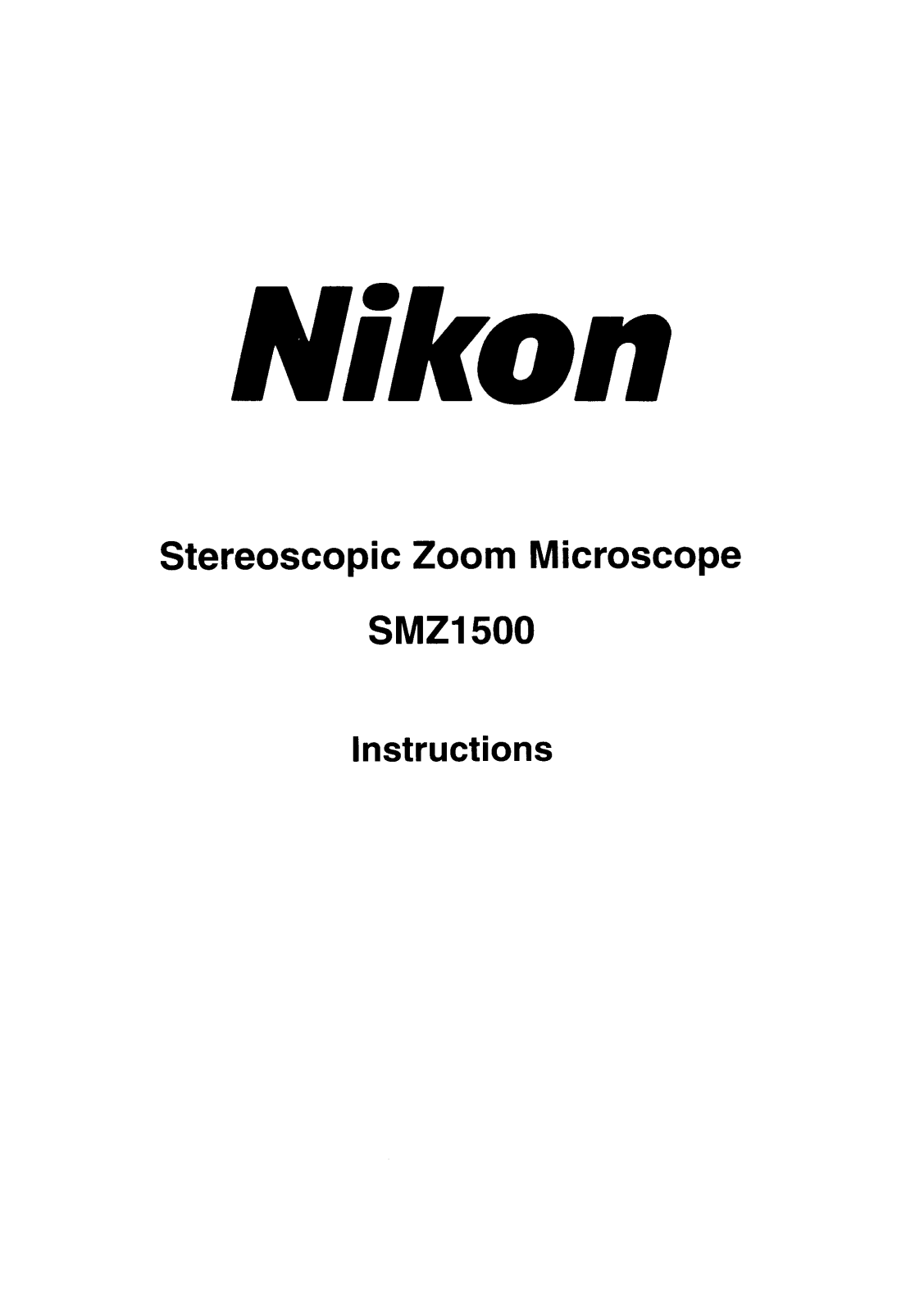 Nikon SMZ1500 User Manual